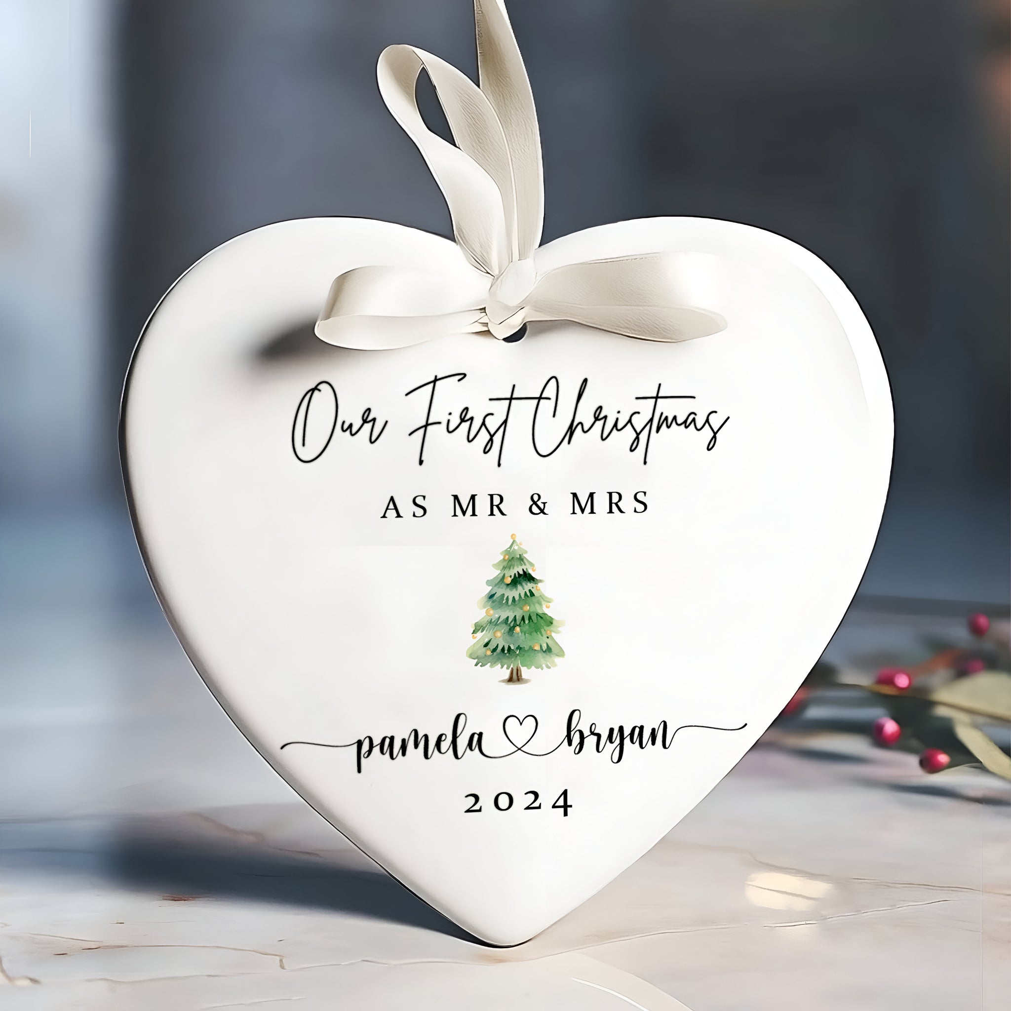 Personalized First Christmas Married Ornament, Mr Mrs Ornament, Wedding Gift, Newlywed Christmas Gift, Our First Christmas Ornament CY06-2 ORN2509