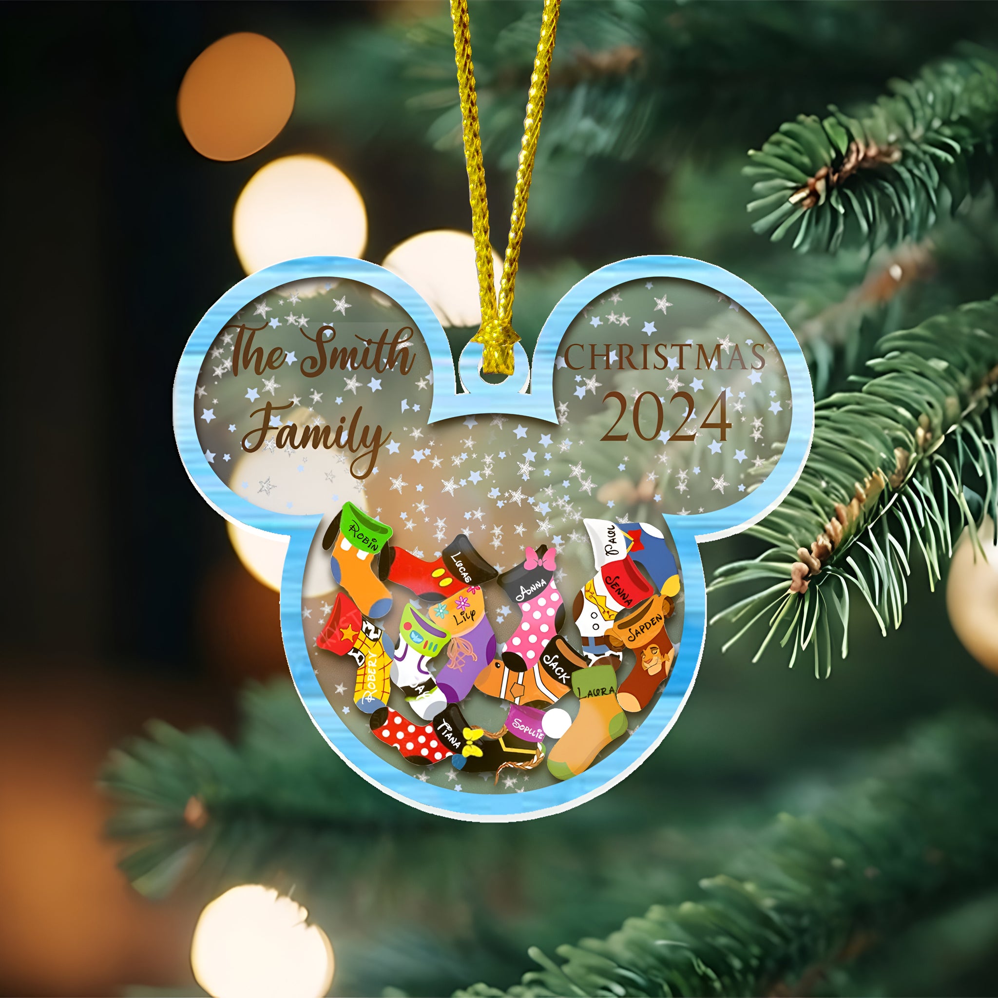 Personalized Disney Family Christmas Ornament 2024, Custom Family Christmas Ornament, 4D Customized Cookie Ornament Gift, Stocking Ornament ORHA24