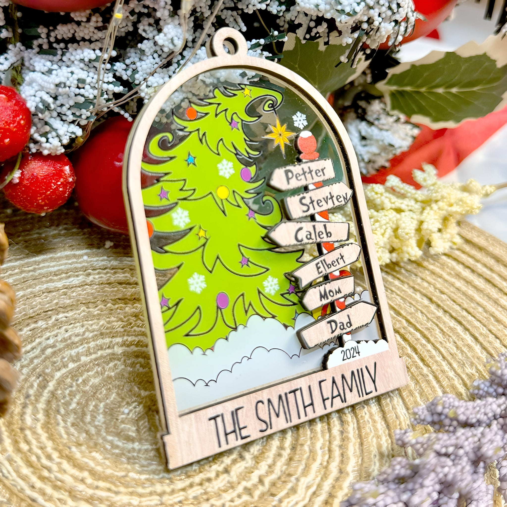 Personalized Family Christmas Ornament 2024, Custom Family Name Christmas Ornament, Christmas Tree Decoration, Christmas Ornament Gift ORHA24