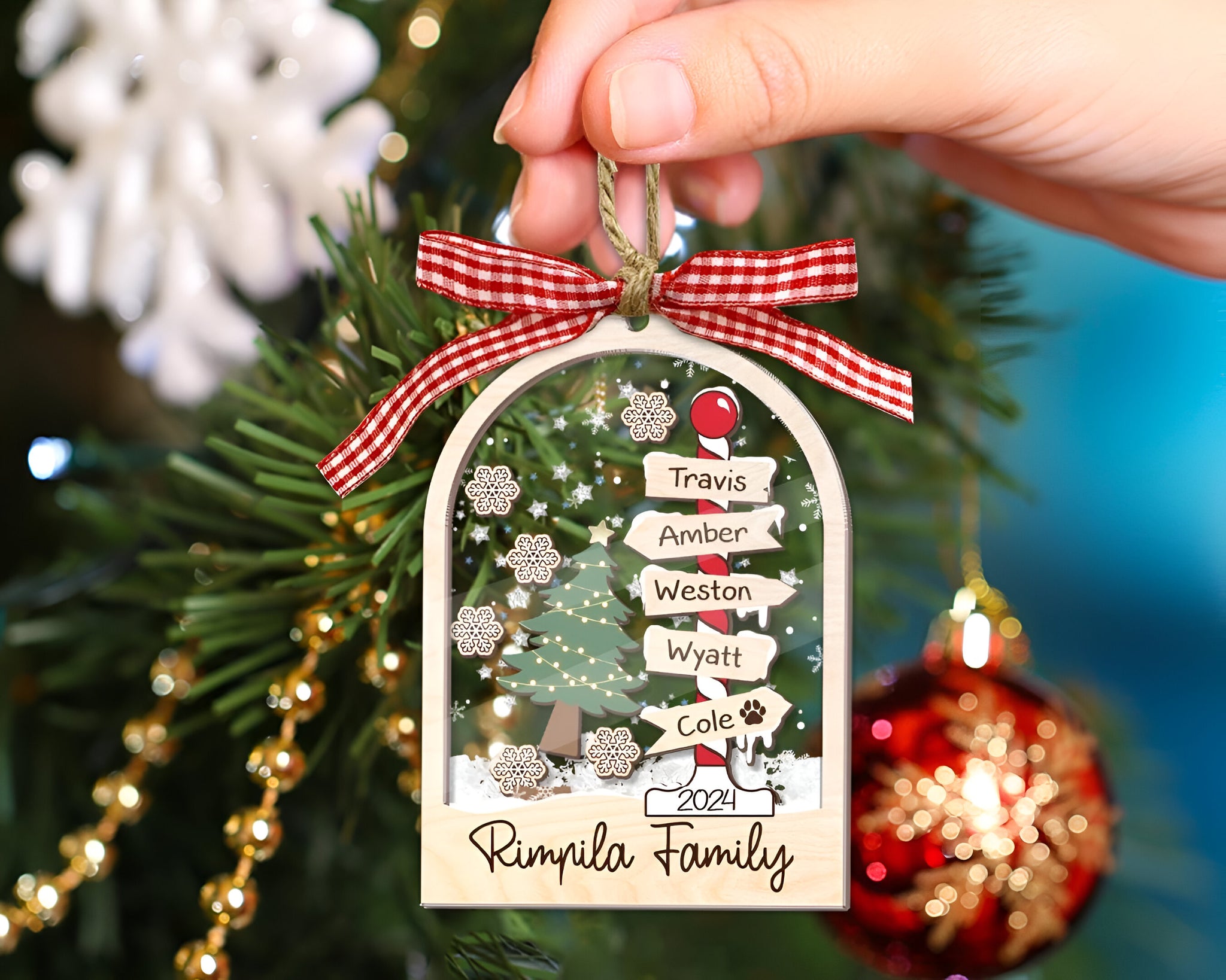 Personalized Family Ornament, Custom Family Christmas Ornament, 4D Shake Family Ornament 2024, Family Christmas Tree Ornament, Family Gift HAOR10