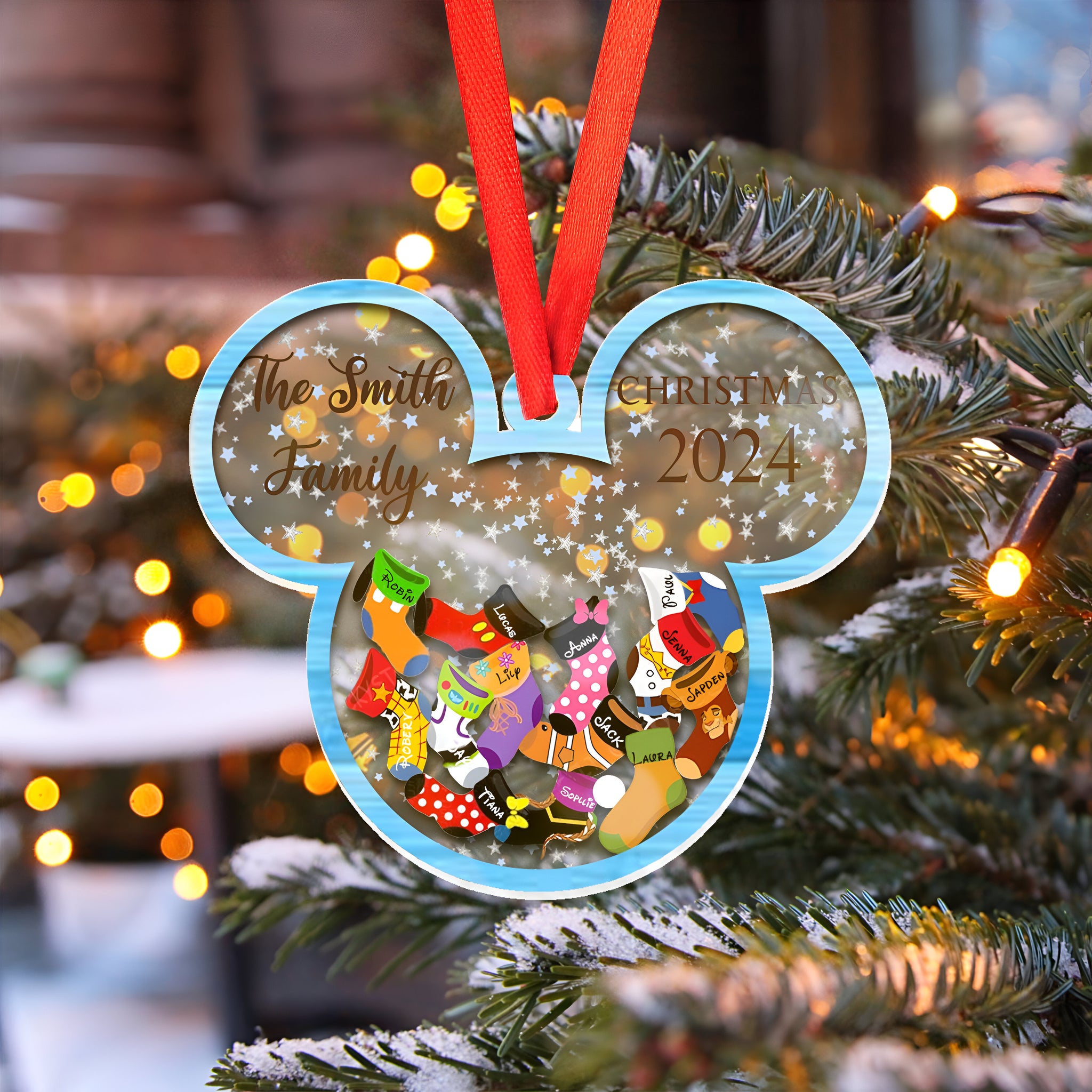 Personalized Disney Family Christmas Ornament 2024, Custom Family Christmas Ornament, 4D Customized Cookie Ornament Gift, Stocking Ornament ORHA24