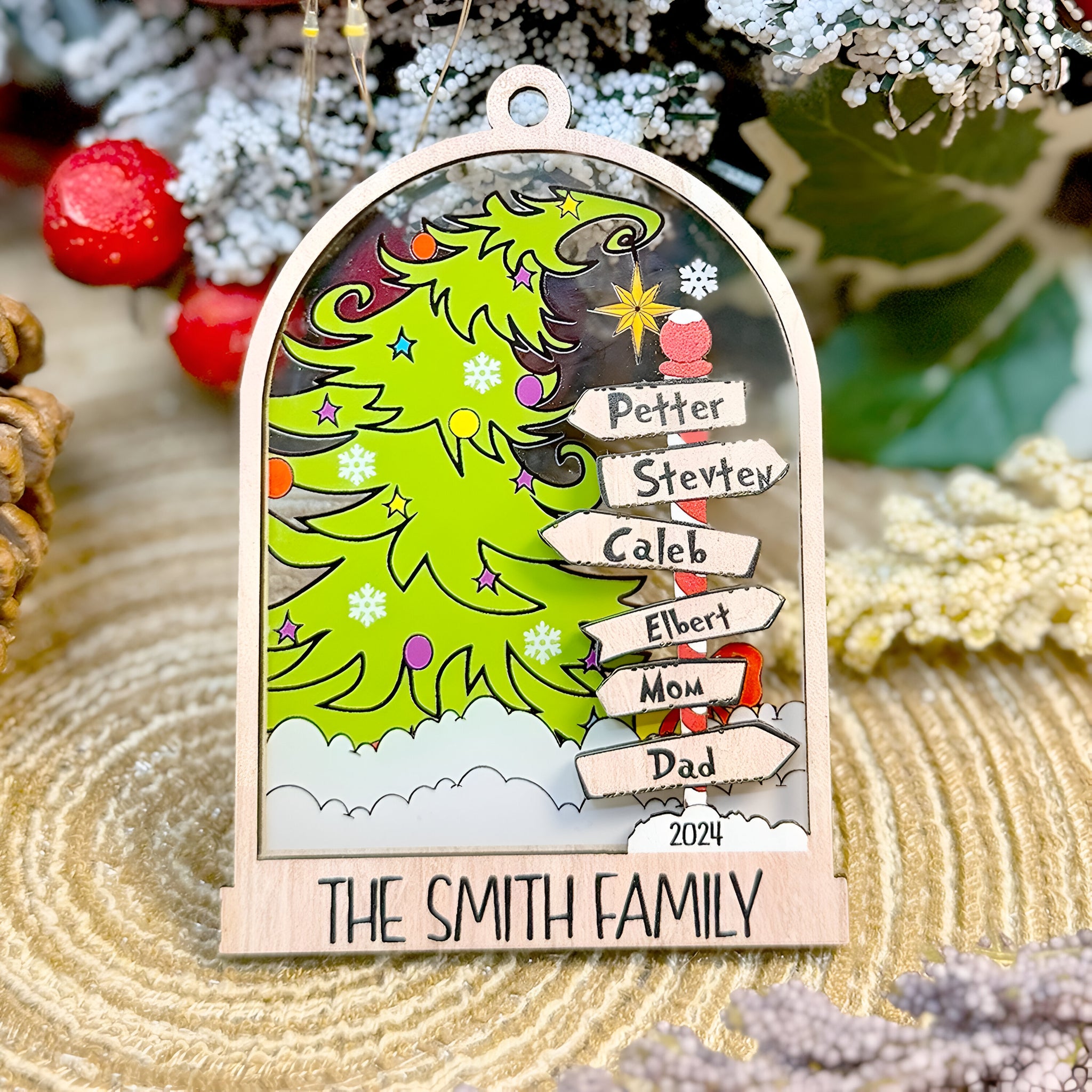 Personalized Family Christmas Ornament 2024, Custom Family Name Christmas Ornament, Christmas Tree Decoration, Christmas Ornament Gift ORHA24
