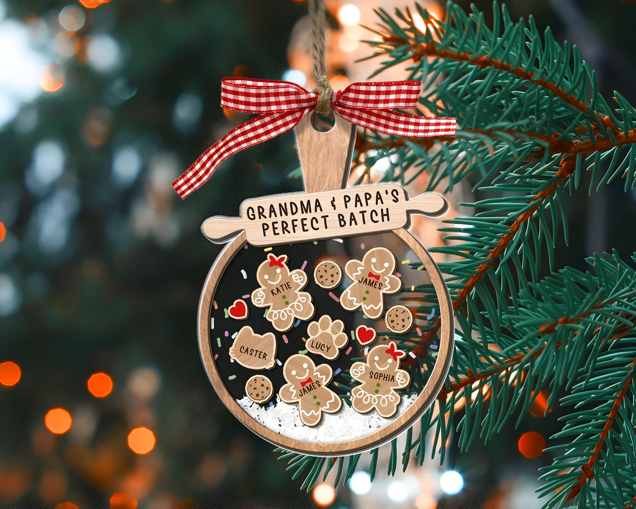 Personalized Family Member Shaker Ornament, Family 4D Shake Ornament, Gingerbread Family Ornament, Family Christmas Gifts, Family Keepsake ORHA24