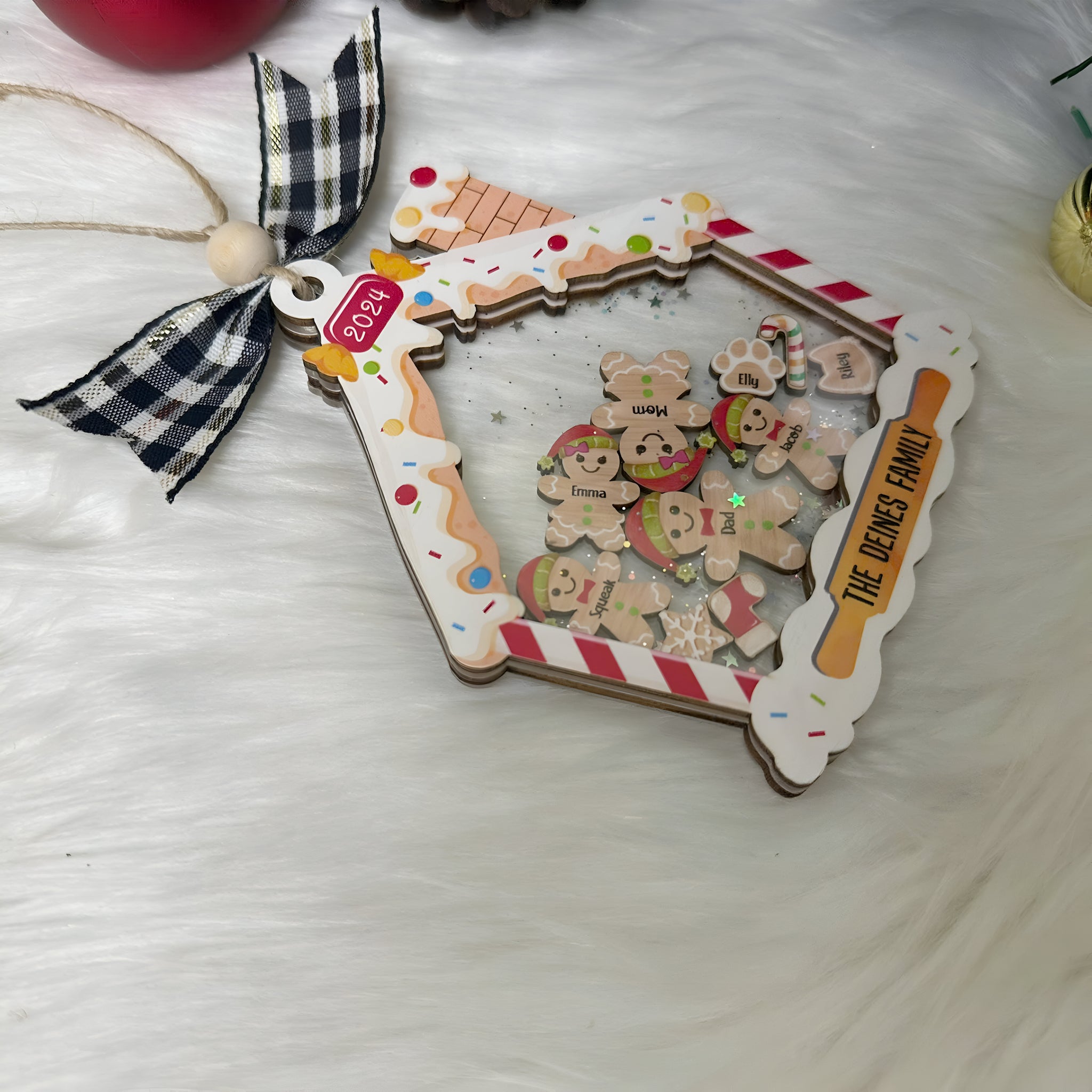 Personalized Gingerbread With Hat House Family Ornament 2024, Custom Family Ornament, Family Christmas ornament, 4D Shake Christmas Ornament HAOR10