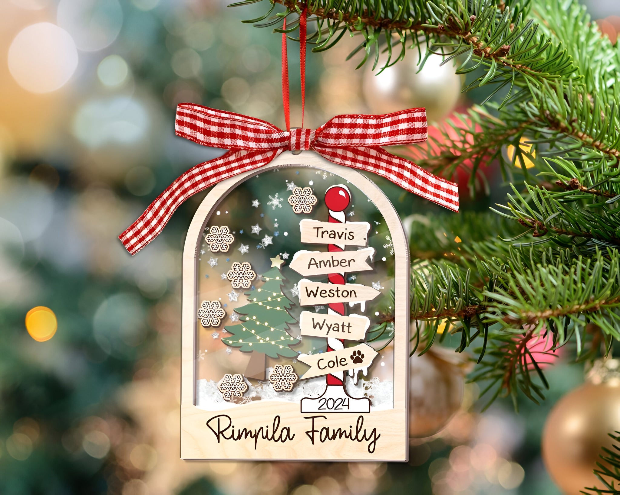 Personalized Family Ornament, Custom Family Christmas Ornament, 4D Shake Family Ornament 2024, Family Christmas Tree Ornament, Family Gift HAOR10
