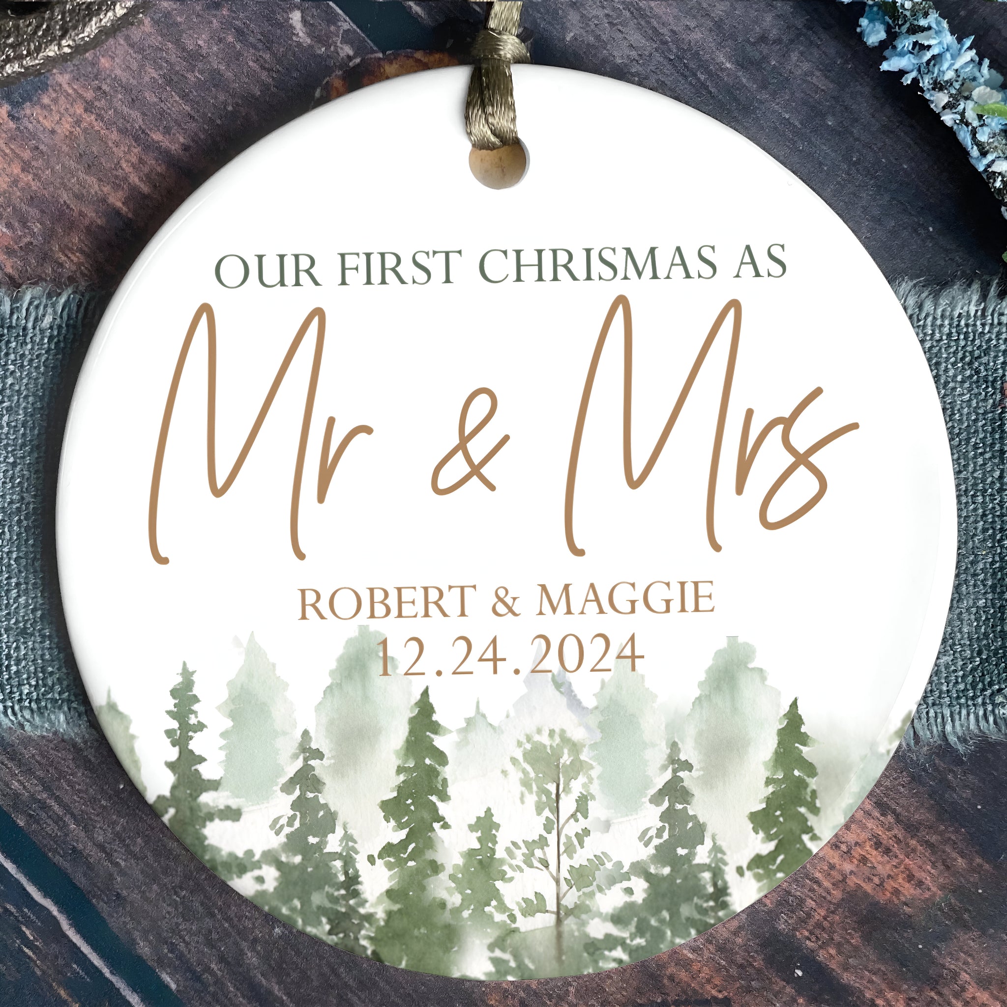 Personalized Our First Christmas As Mr & Mrs Ornament, First Married Christmas Ornament 2024, Married Ornament, Wedding Ornament, Mr And Mrs Gifts CX05-13 ORN2509
