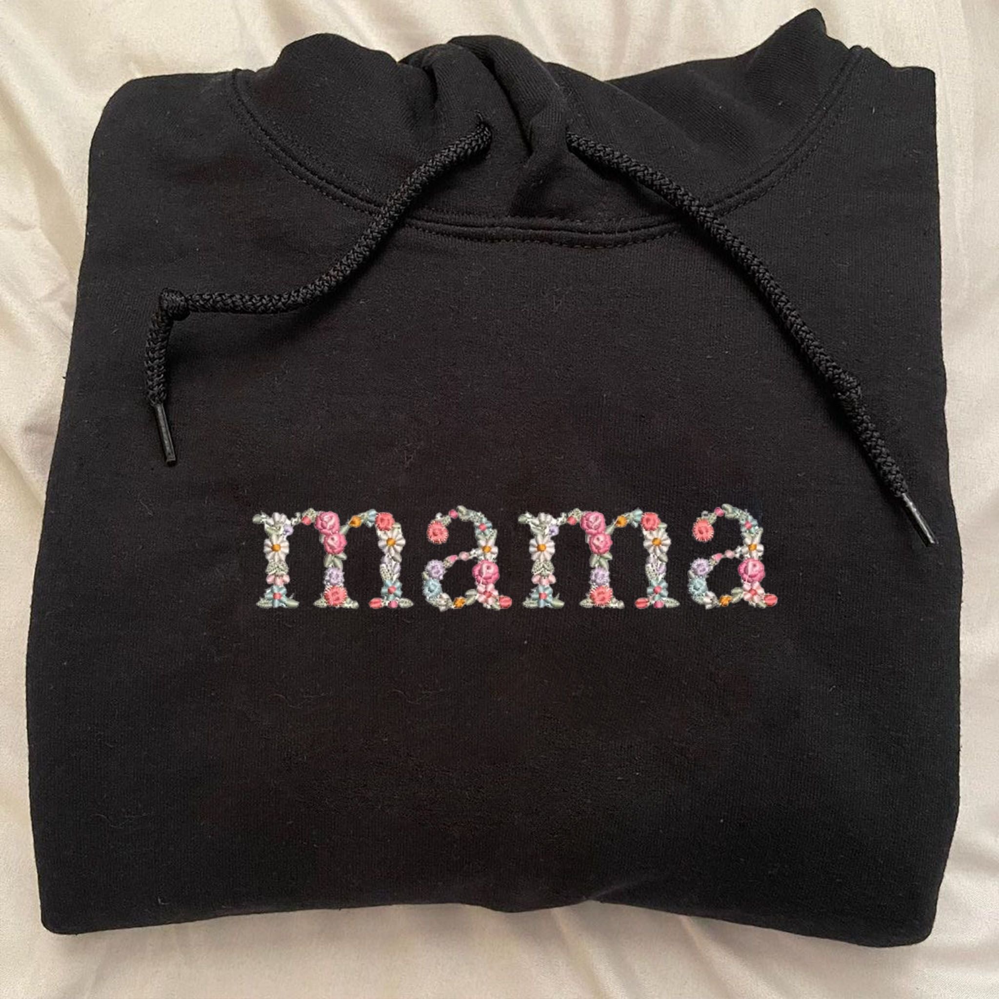 Personalised Embroidered Hoodies with Alphabet Floral Embroidery Letters, Best Gifts For Mom EM2