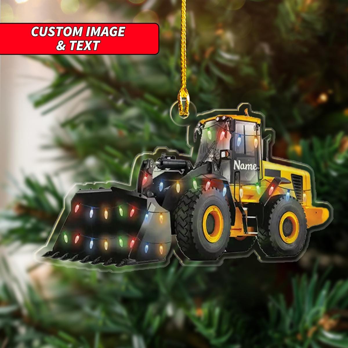 Personalize Backhoe Loader Vehicles Christmas Ornament, Heavy Equipment Christmas Ornament, Custom Name Acrylic Ornament ORNO5