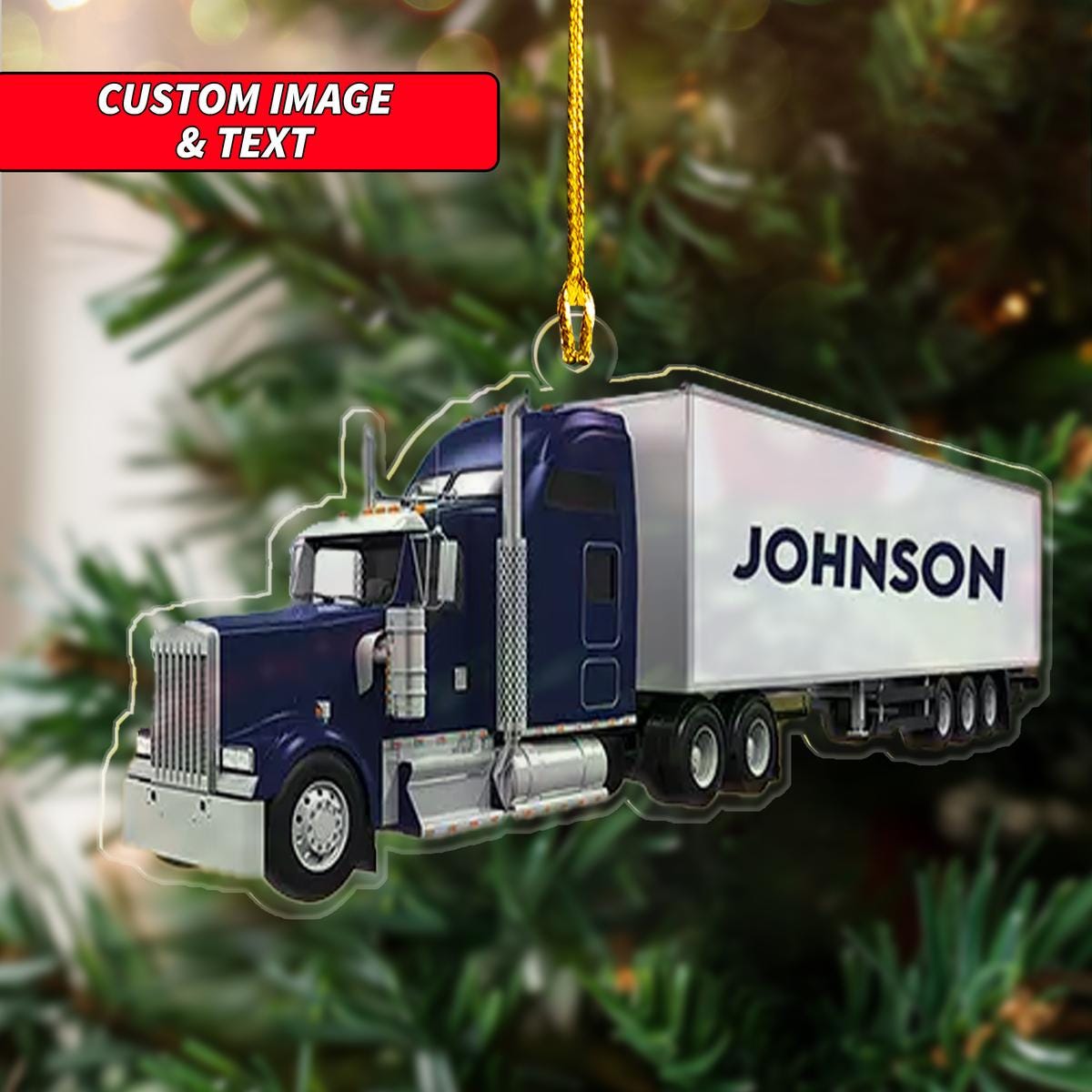 Personalize Cargo Truck Christmas Ornament, Cargo Truck Christmas Ornament, Custom Name Acrylic Ornament, Christmas Ornament ORNO5
