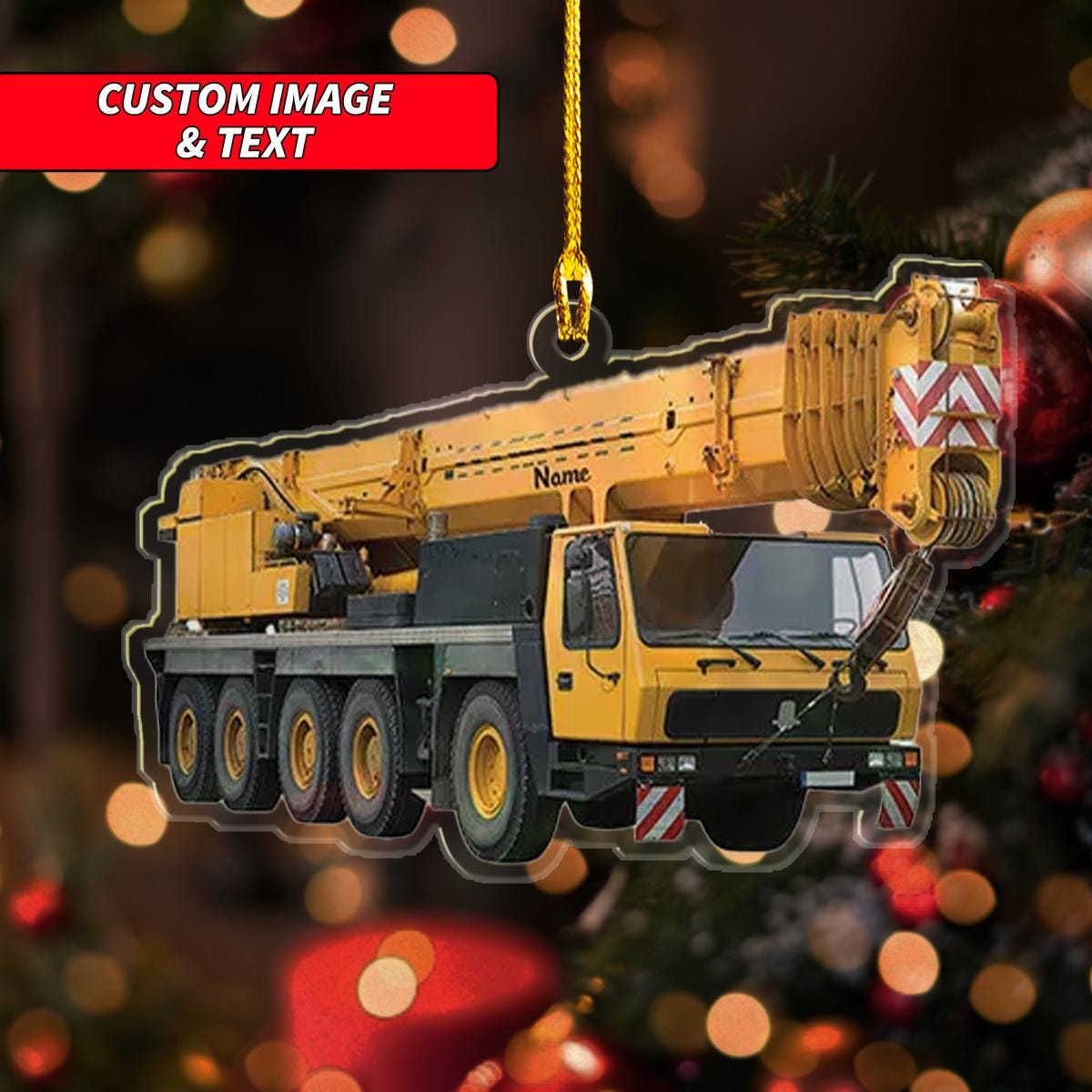 Personalize Crane Vehicles Christmas Ornament, Heavy Equipment Operator Christmas Ornament, Custom Name Acrylic Ornament ORNO5