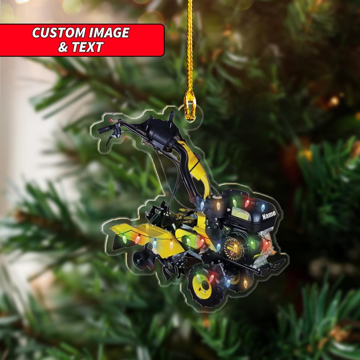 Personalize Cultivator Machine Plough Tractor Heavy Christmas Ornament, Cargo Truck Christmas Ornament, Custom Name Acrylic Ornament ORNO5