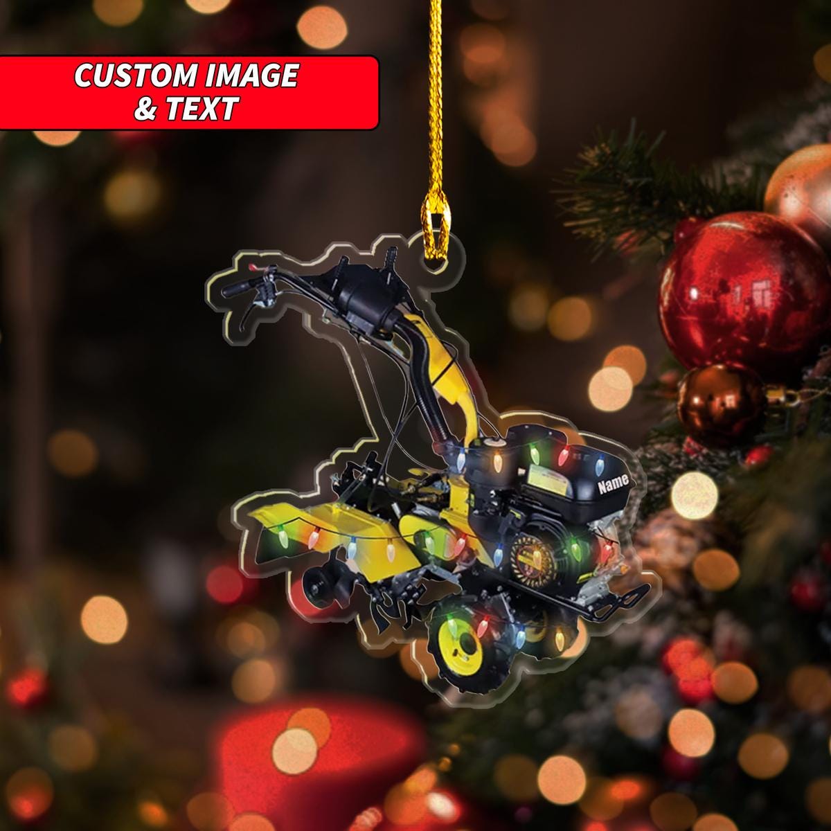 Personalize Cultivator Machine Plough Tractor Heavy Christmas Ornament, Cargo Truck Christmas Ornament, Custom Name Acrylic Ornament ORNO5