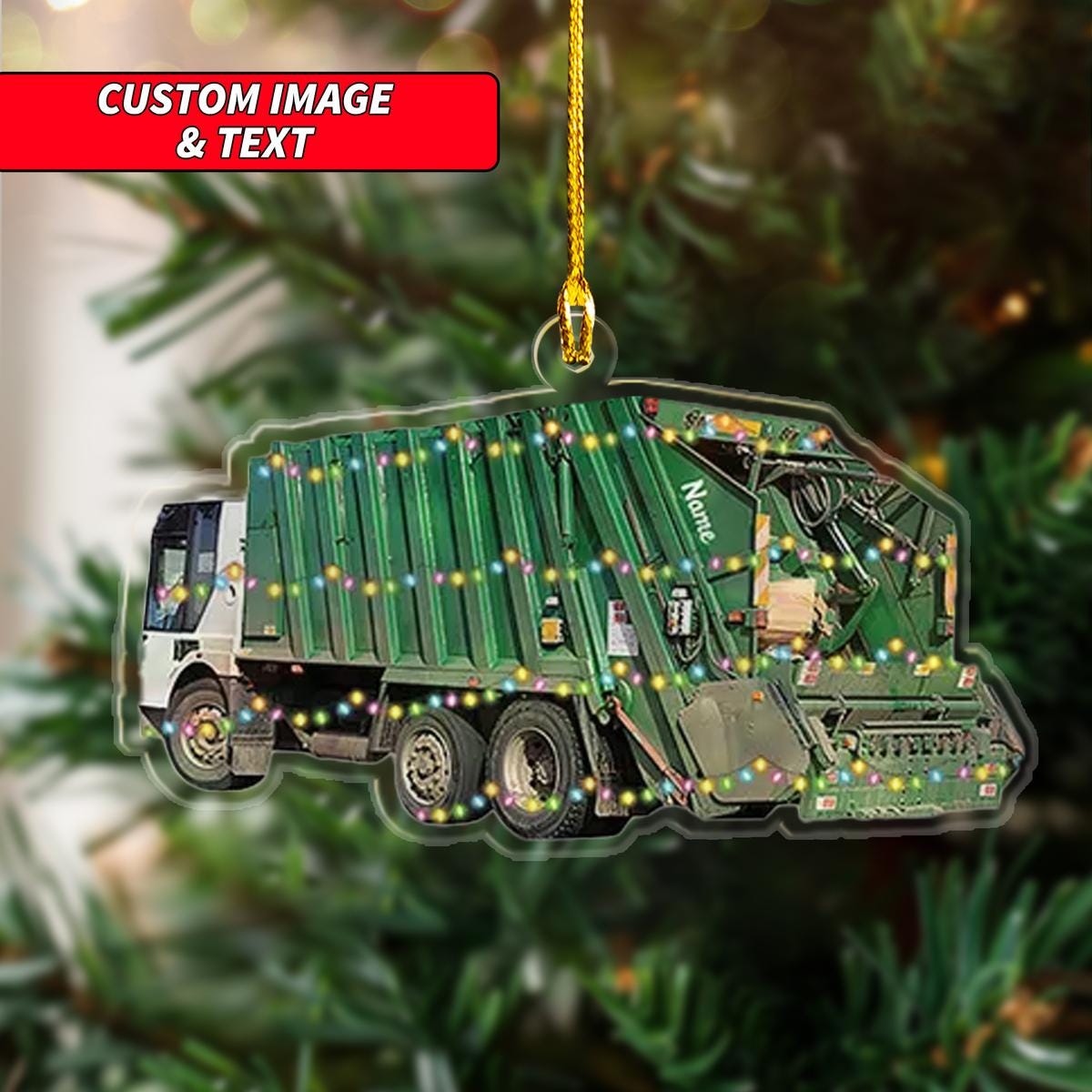 Personalize Garbage Truck Christmas Ornament, Recycling Truck Christmas Ornament, Custom Name Acrylic Ornament, Trash Truck Ornament ORNO5