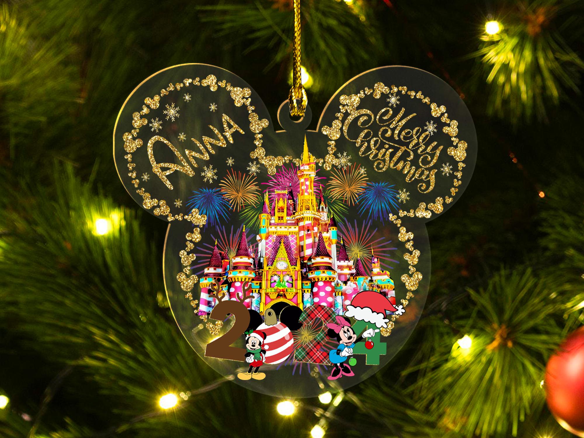 Personalized 2024 Disney Merry Christmas Ornament ,Disneyland Trip Ornament, Disney Vacation Ornament, Disneyworld Ornament HOCT21