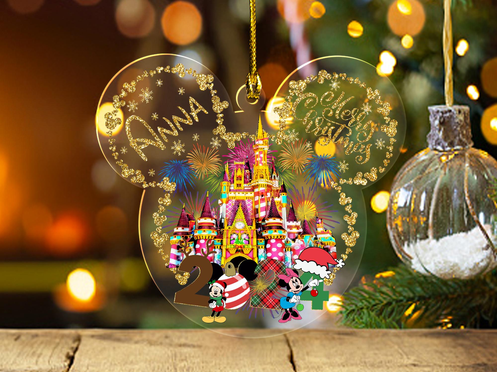 Personalized 2024 Disney Merry Christmas Ornament ,Disneyland Trip Ornament, Disney Vacation Ornament, Disneyworld Ornament HOCT21