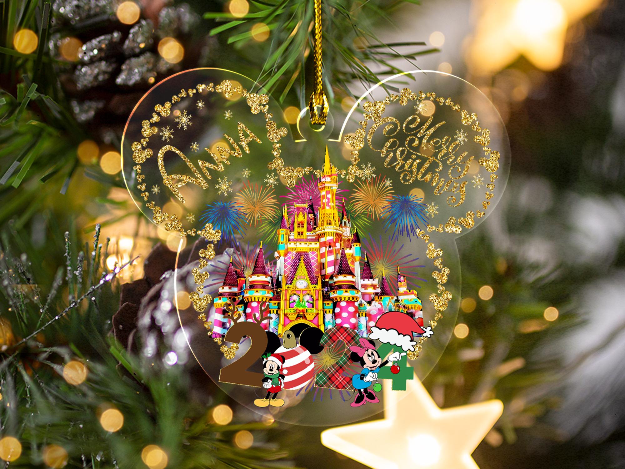 Personalized 2024 Disney Merry Christmas Ornament ,Disneyland Trip Ornament, Disney Vacation Ornament, Disneyworld Ornament HOCT21