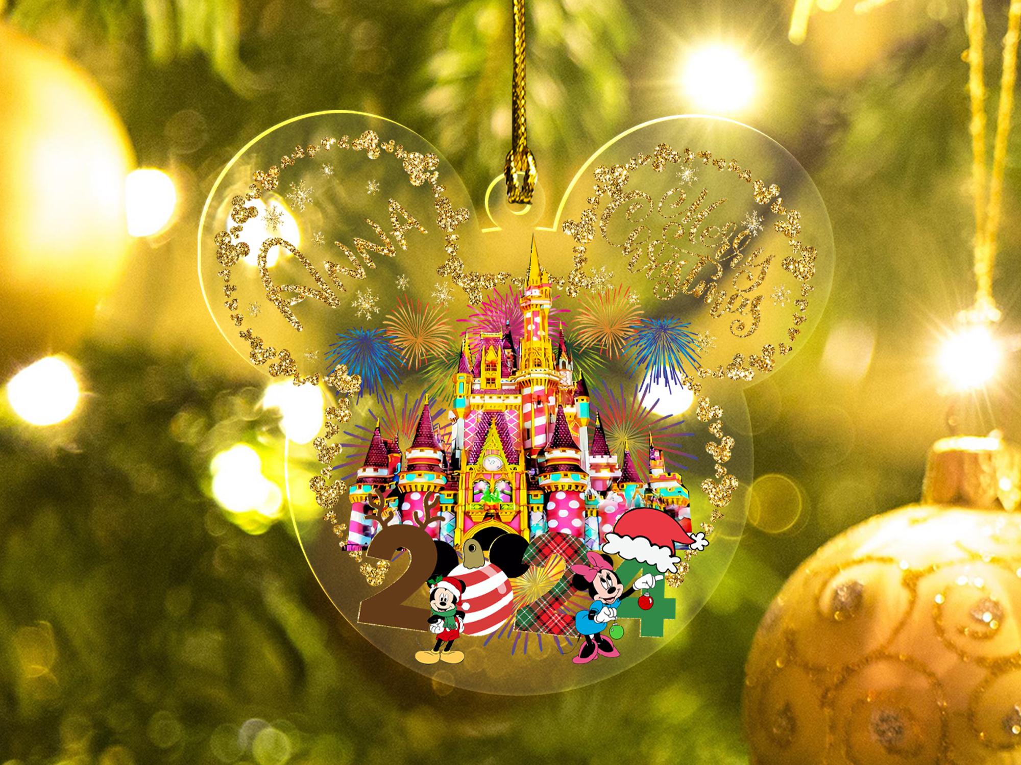 Personalized 2024 Disney Merry Christmas Ornament ,Disneyland Trip Ornament, Disney Vacation Ornament, Disneyworld Ornament HOCT21