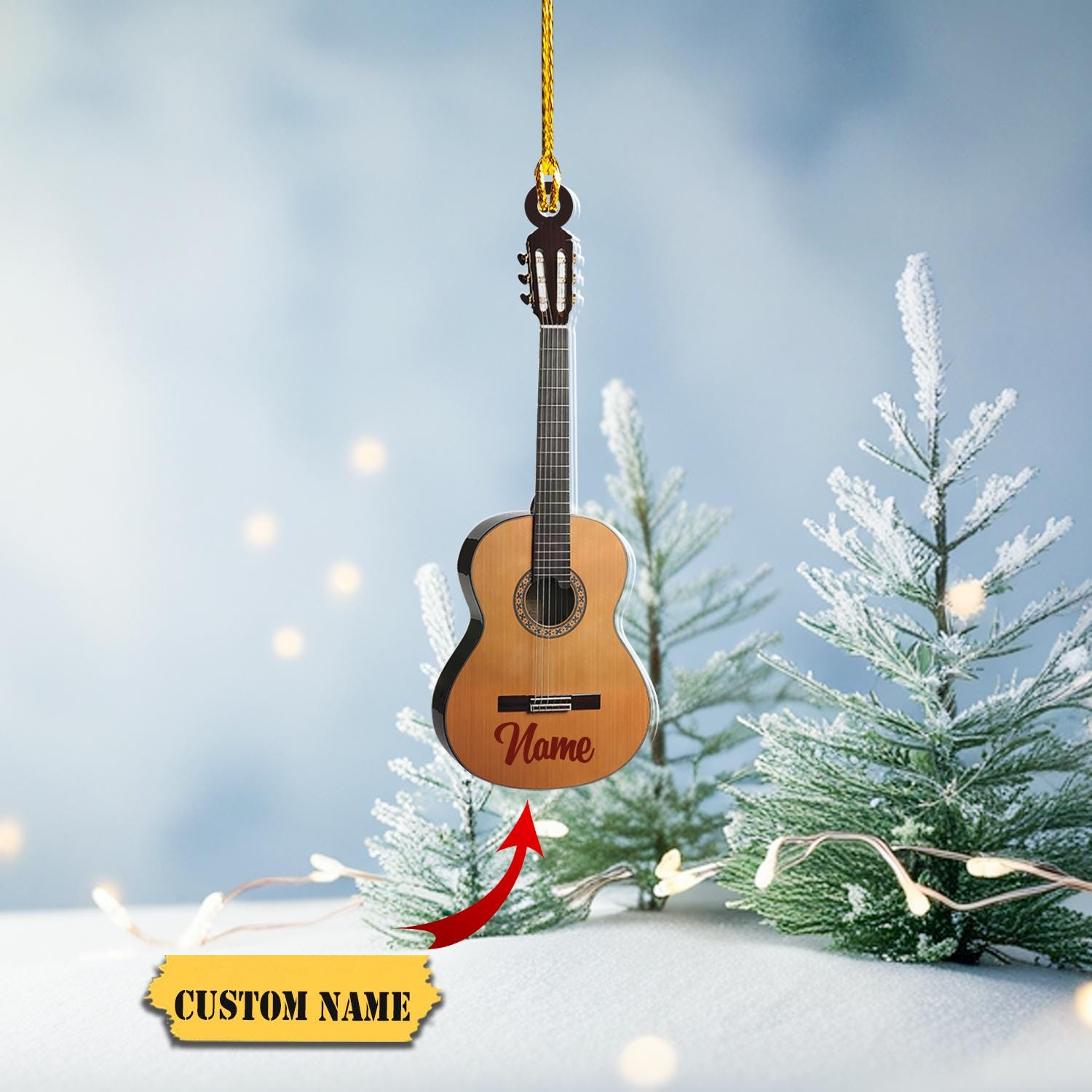 Personalized Acoustic Guitar Ornament, Guitar Christmas Ornament, Guitar Ornament, Christmas Gift For Guitar Lovers, Xmas Tree Decor 2024 HAOR0711