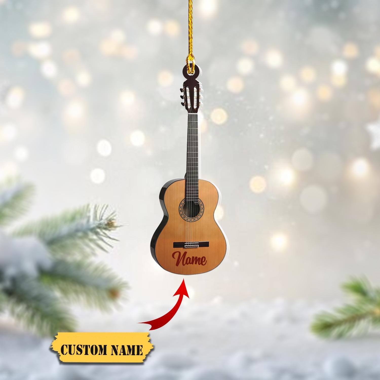 Personalized Acoustic Guitar Ornament, Guitar Christmas Ornament, Guitar Ornament, Christmas Gift For Guitar Lovers, Xmas Tree Decor 2024 HAOR0711