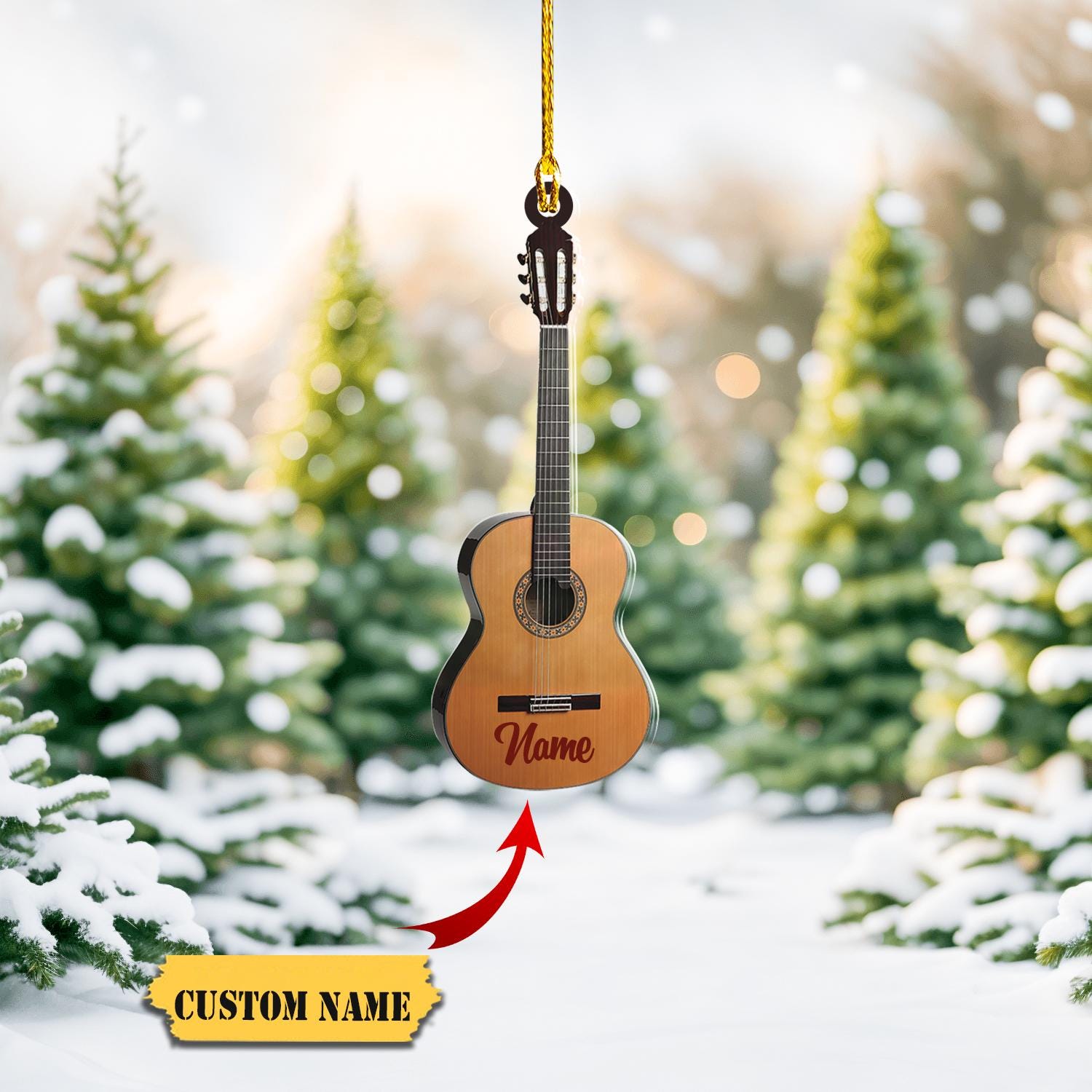 Personalized Acoustic Guitar Ornament, Guitar Christmas Ornament, Guitar Ornament, Christmas Gift For Guitar Lovers, Xmas Tree Decor 2024 HAOR0711
