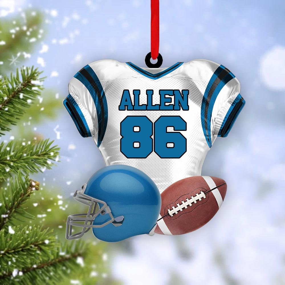 Personalized American Football Christmas Ornament, Custom Football Player Uniform Acrylic Ornament, Christmas Gift Decor For Football Lover ORH1710N