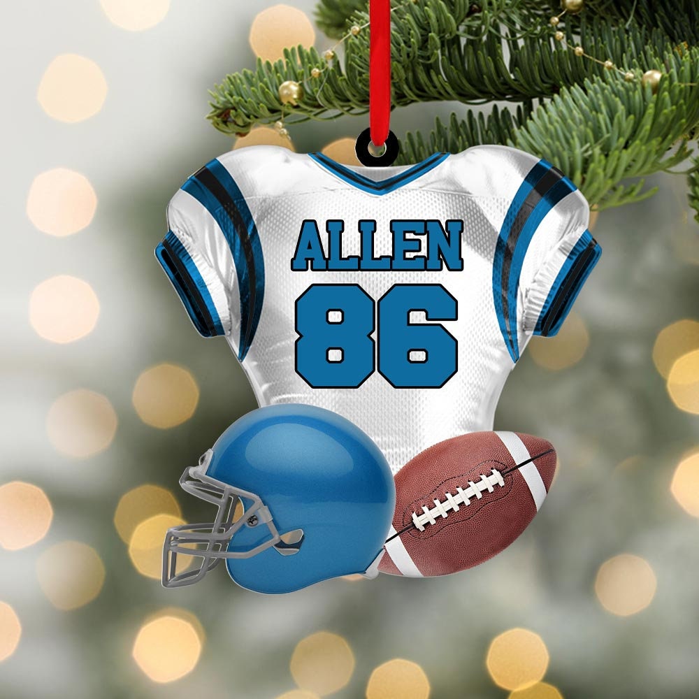 Personalized American Football Christmas Ornament, Custom Football Player Uniform Acrylic Ornament, Christmas Gift Decor For Football Lover ORH1710N