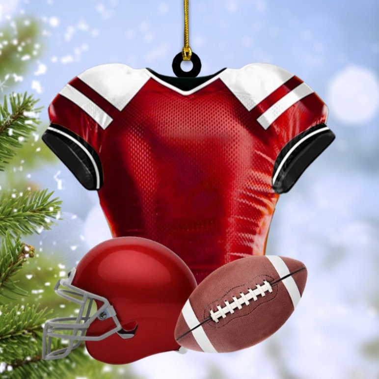 Personalized American Football Christmas Ornament, Custom Football Player Uniform Acrylic Ornament, Christmas Gift Decor For Football Lover ORH1710N