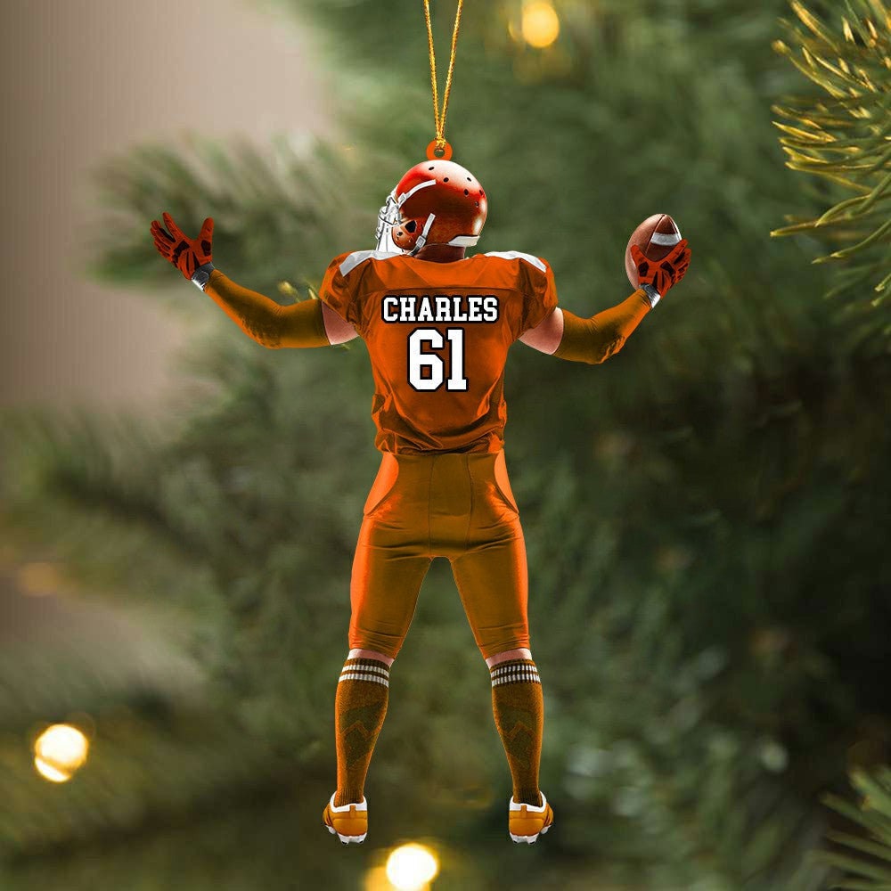 Personalized American Football Ornament, Football Players Christmas Ornament, Custom Name Number Uniform Ornament, Football Acrylic Ornament ORH1710N