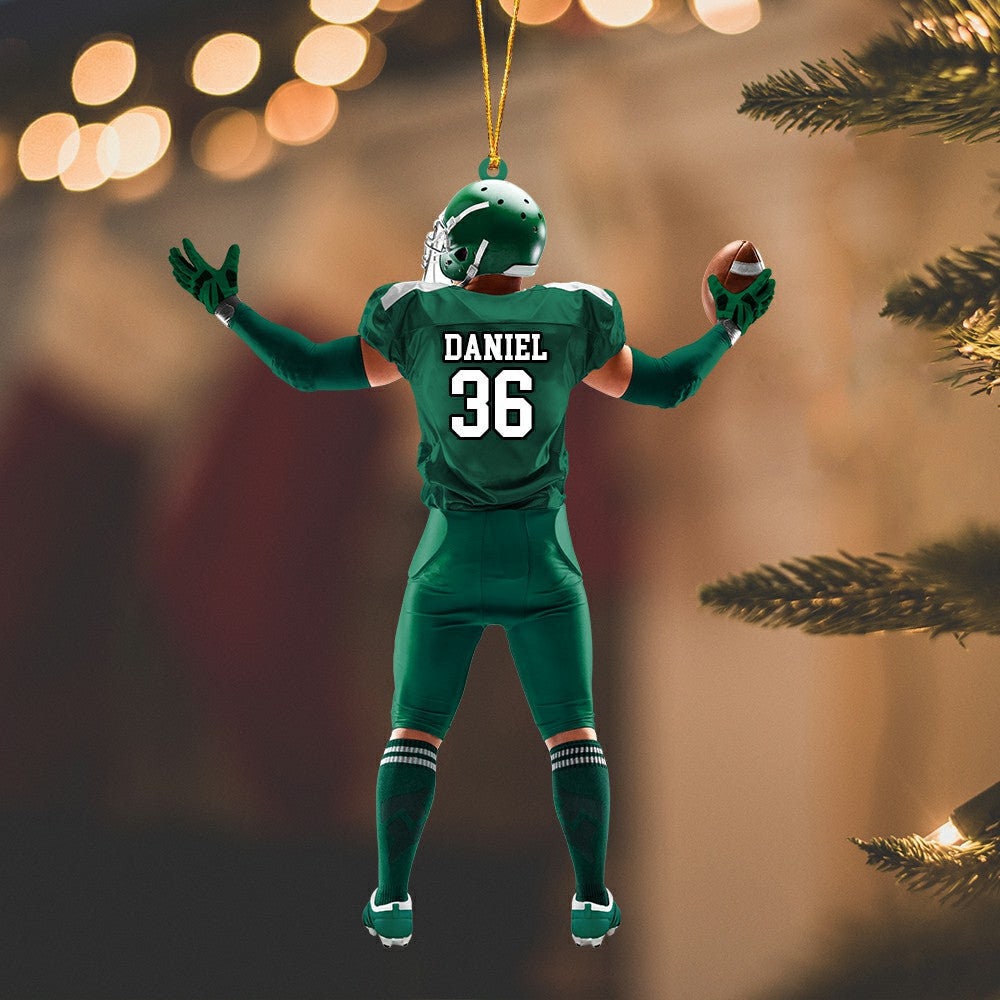 Personalized American Football Ornament, Football Players Christmas Ornament, Custom Name Number Uniform Ornament, Football Acrylic Ornament ORH1710N