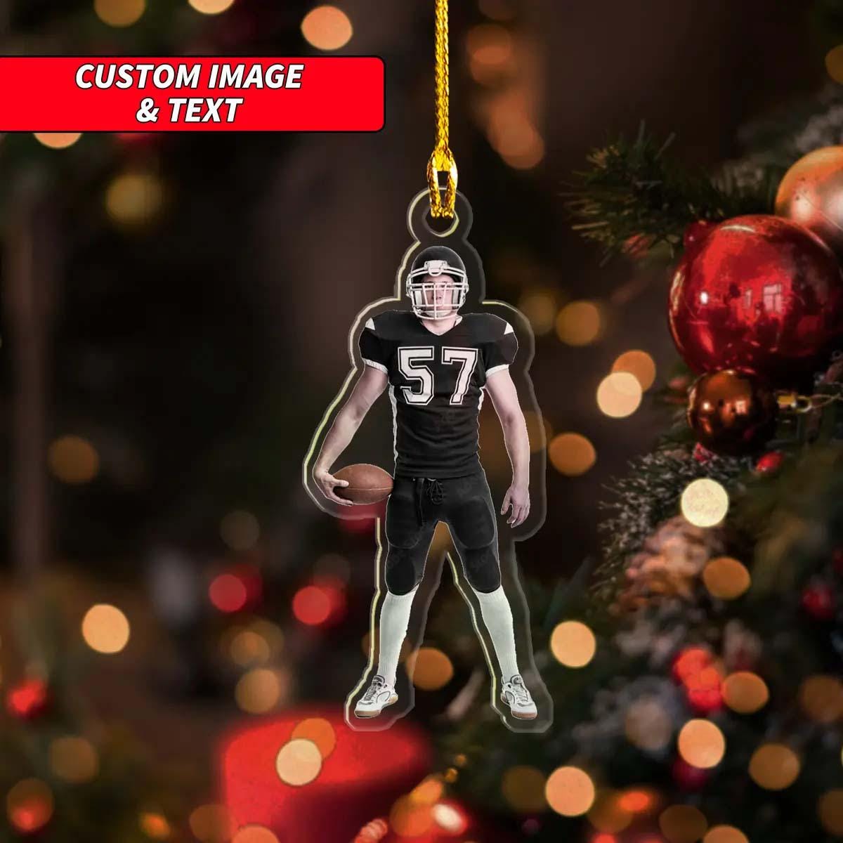 Personalized American Football Player Ornament, Custom Football Player Ornament, Sports Ornament, 2D Flat American Football Uniform Ornament ORNO5