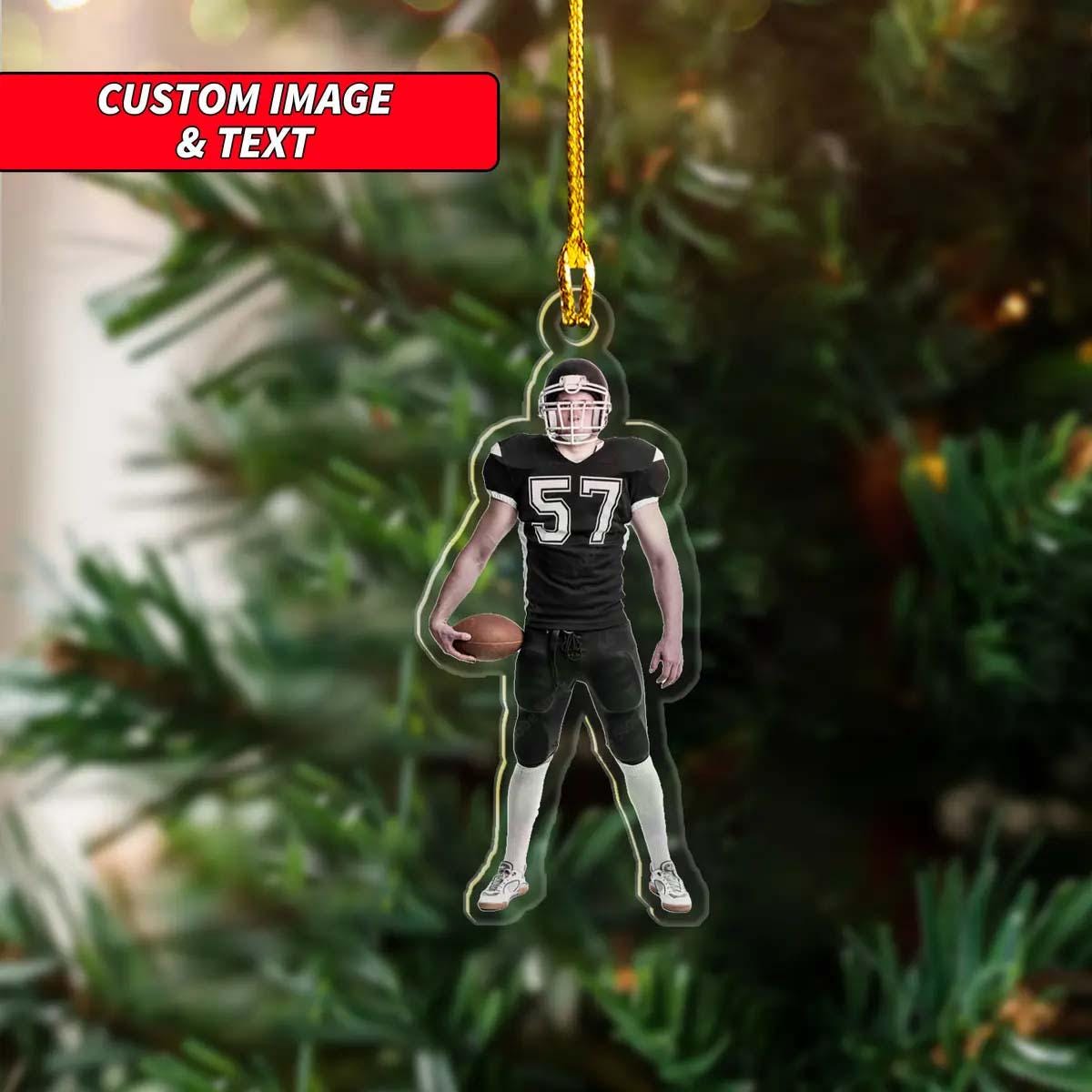Personalized American Football Player Ornament, Custom Football Player Ornament, Sports Ornament, 2D Flat American Football Uniform Ornament ORNO5