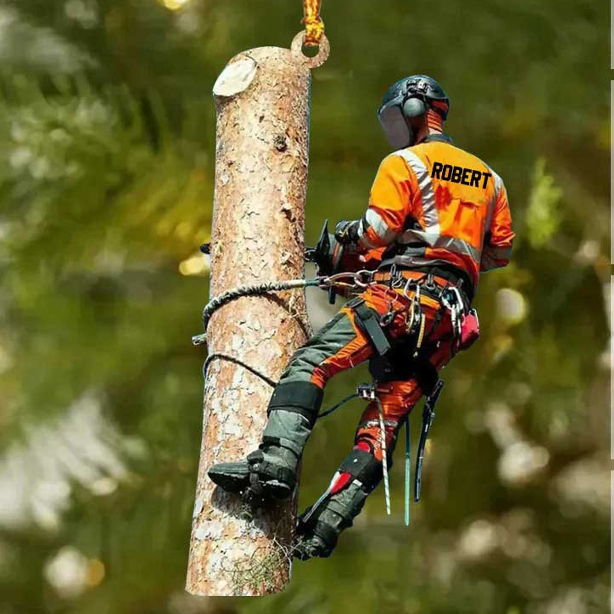 Personalized Arborist Christmas Ornament, Logger Hanging Ornament, Custom Acrylic Flat Ornament, Tree Cutter Decor, Gift For Tree Trimmer ORH1710N