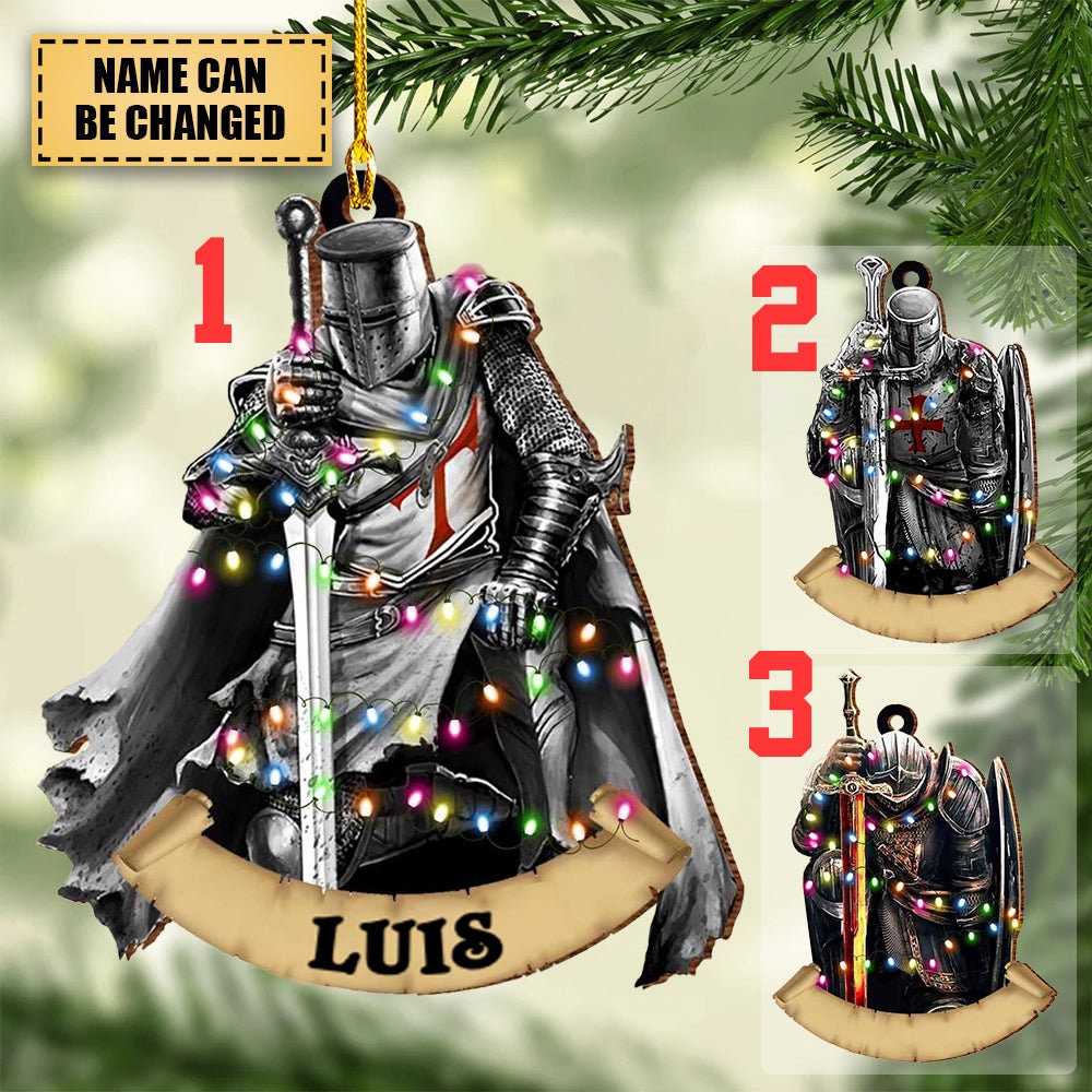 Personalized Armor Of God Christmas Ornament, God Warrior Acrylic Ornament, Custom Templar Knight Flat Xmas Ornament, God Ornament Xmas Tree ORH1710N