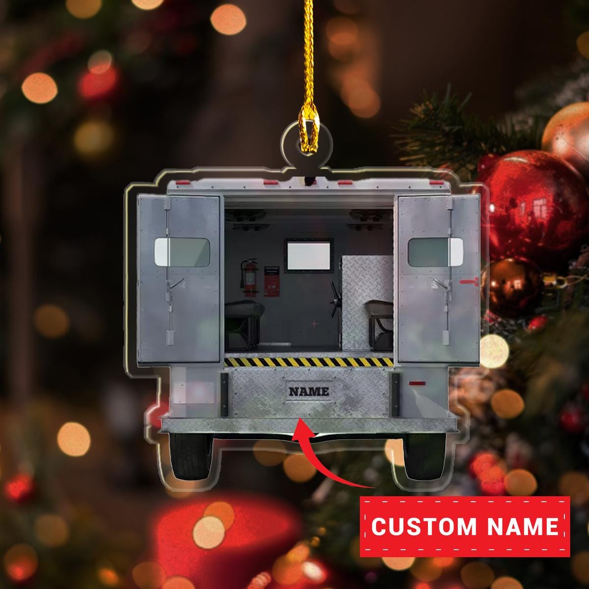 Personalized Armored Truck Police 2D Flat Christmas Ornament, Armored Truck Ornament, Christmas Gift For Truck Driver, Armored Truck Xmas ORNO5