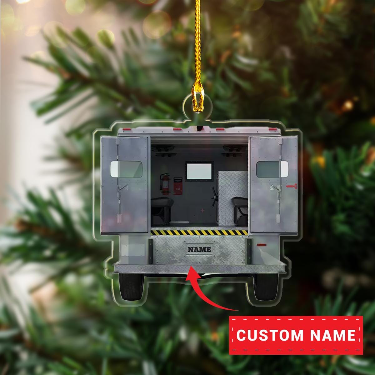 Personalized Armored Truck Police 2D Flat Christmas Ornament, Armored Truck Ornament, Christmas Gift For Truck Driver, Armored Truck Xmas ORNO5