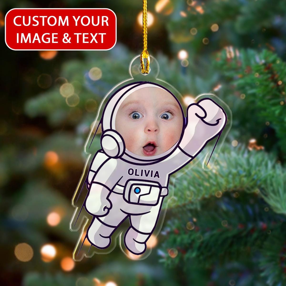 Personalized Astronaut In Space Christmas Ornament, Custom Face Astronaut Christmas Ornament, Custom Shape Astronaut Ornament ORNO5