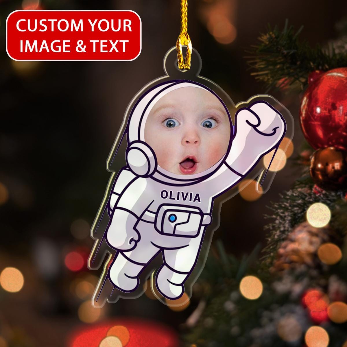Personalized Astronaut In Space Christmas Ornament, Custom Face Astronaut Christmas Ornament, Custom Shape Astronaut Ornament ORNO5