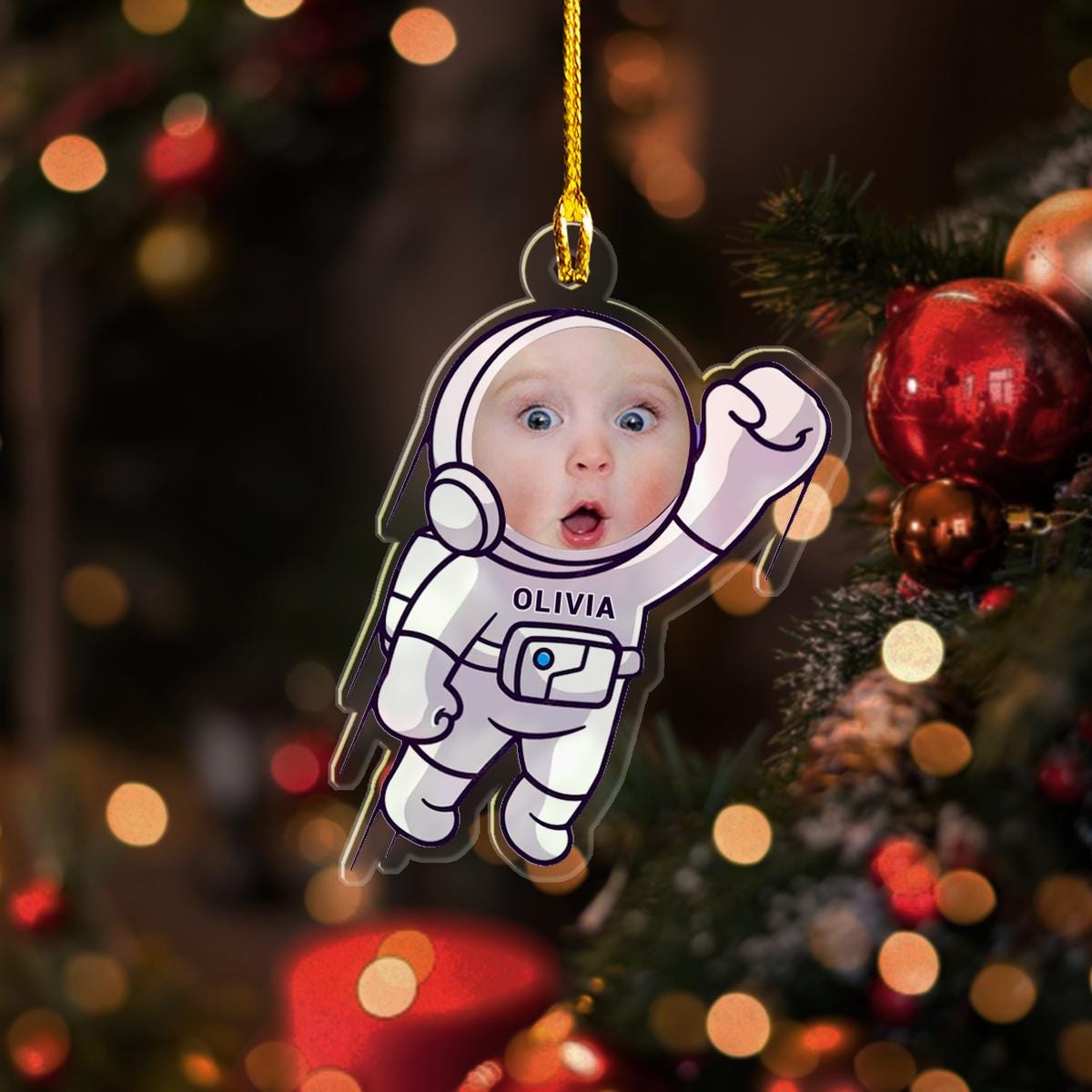 Personalized Astronaut In Space Christmas Ornament, Custom Face Astronaut Christmas Ornament, Custom Shape Astronaut Ornament ORNO5
