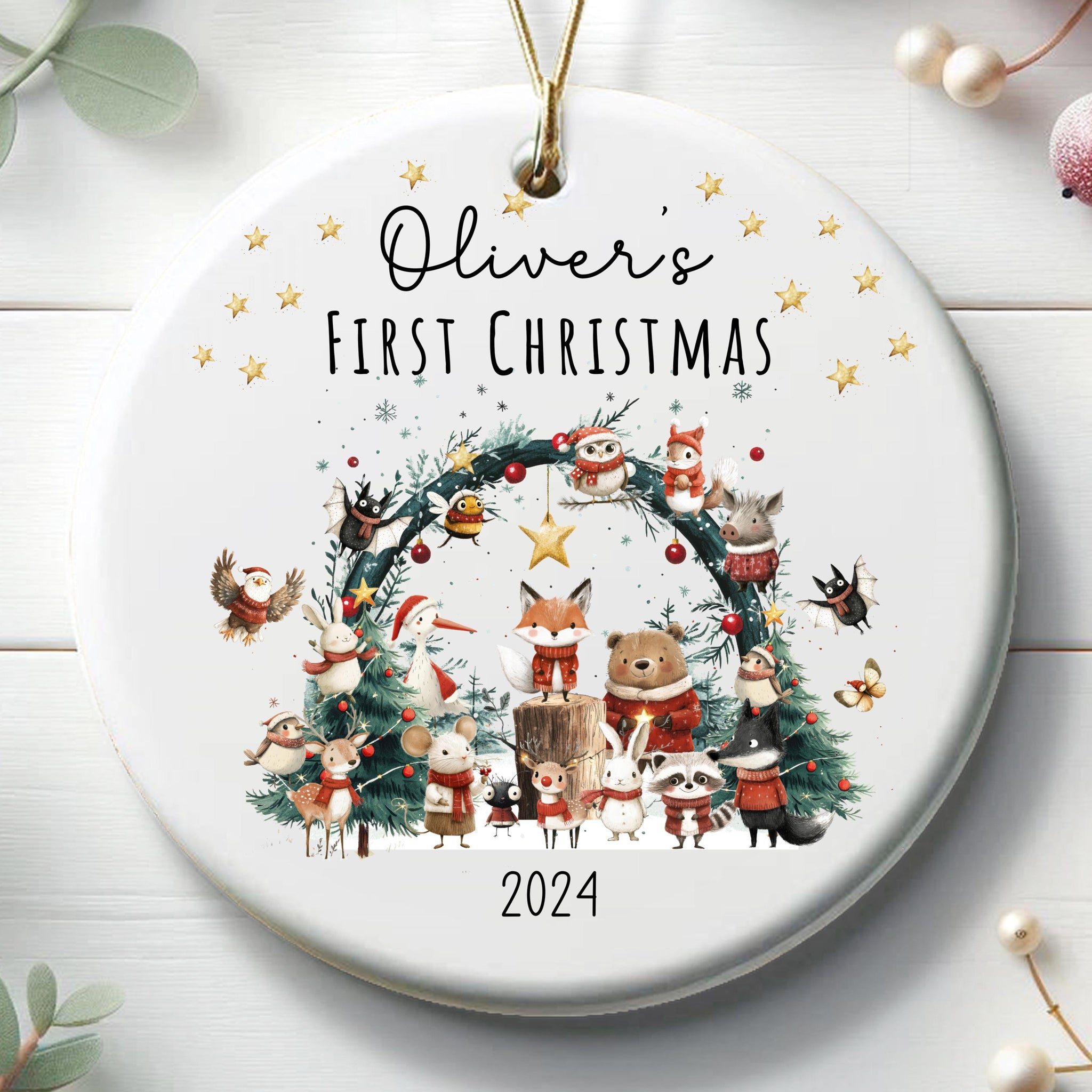 Personalized Baby's First Christmas Ornament 2024, Baby's First Christmas Ornament Personalized 2024, Holiday Keepsake Ornament HOCT21