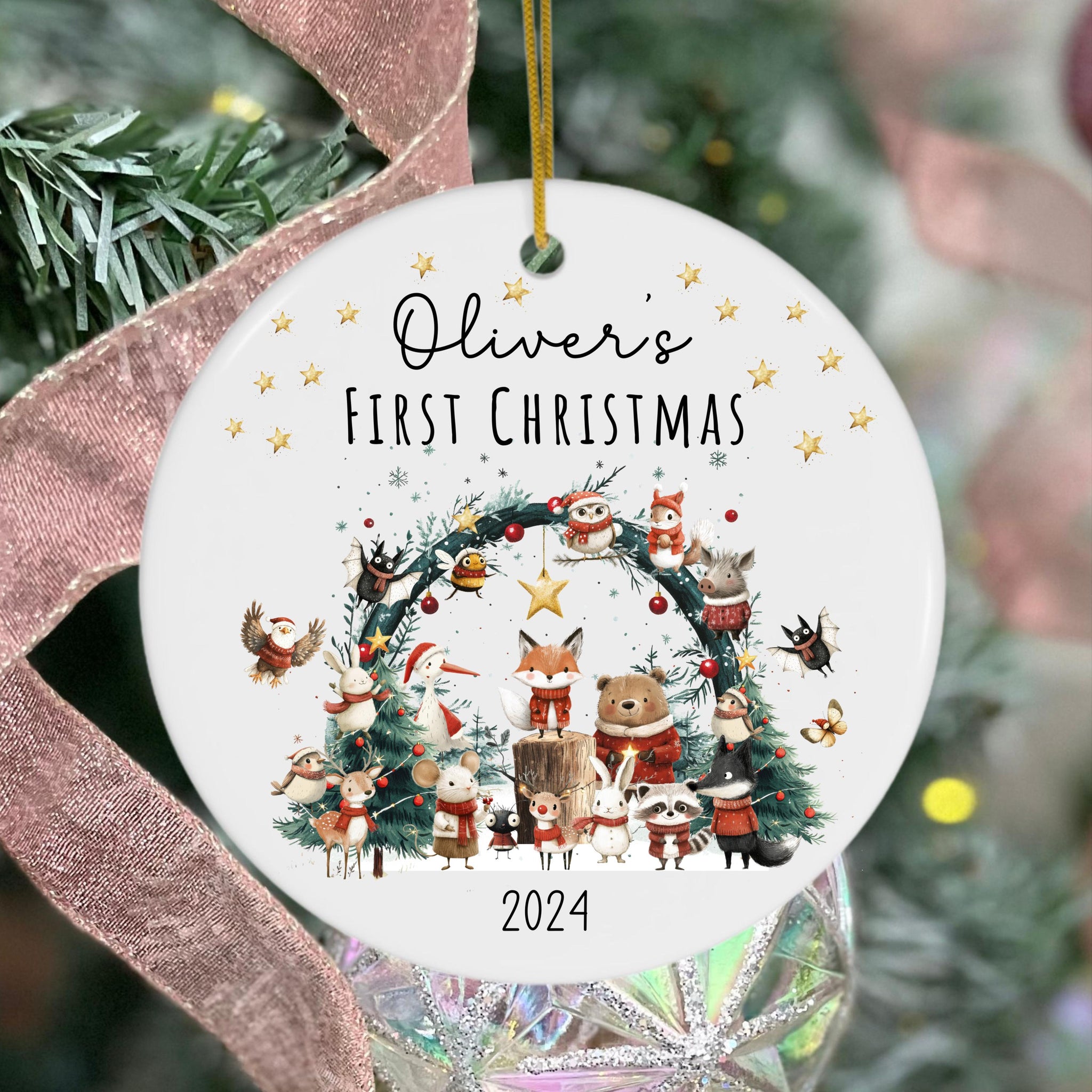 Personalized Baby's First Christmas Ornament 2024, Baby's First Christmas Ornament Personalized 2024, Holiday Keepsake Ornament HOCT21