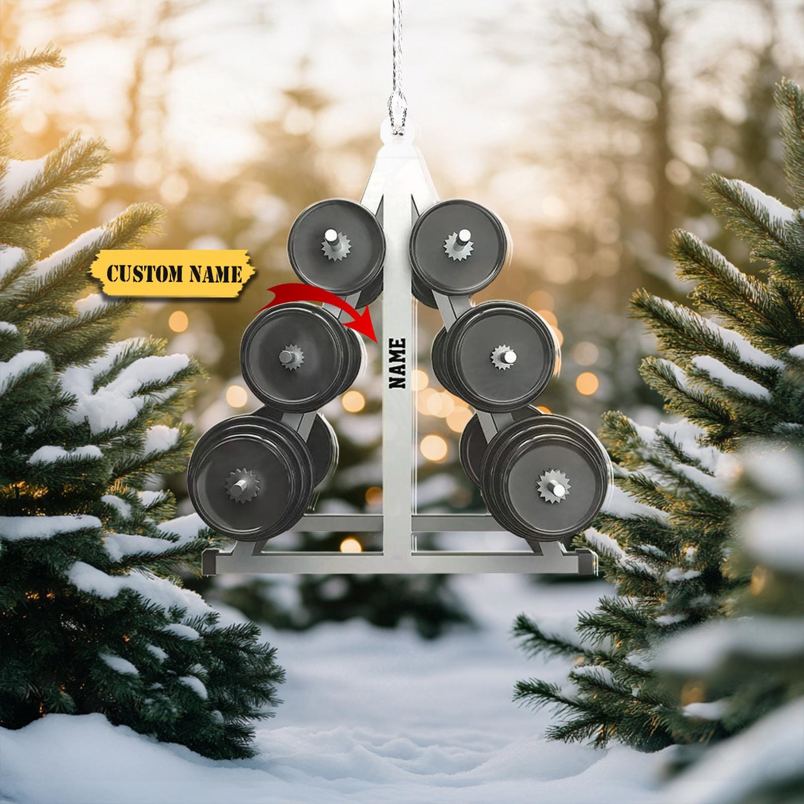 Personalized Barbell Ornament 2D, Gym Christmas Ornament 2024, Fitness Workout Ornament, Gifts For Gym, Christmas HAOR0711