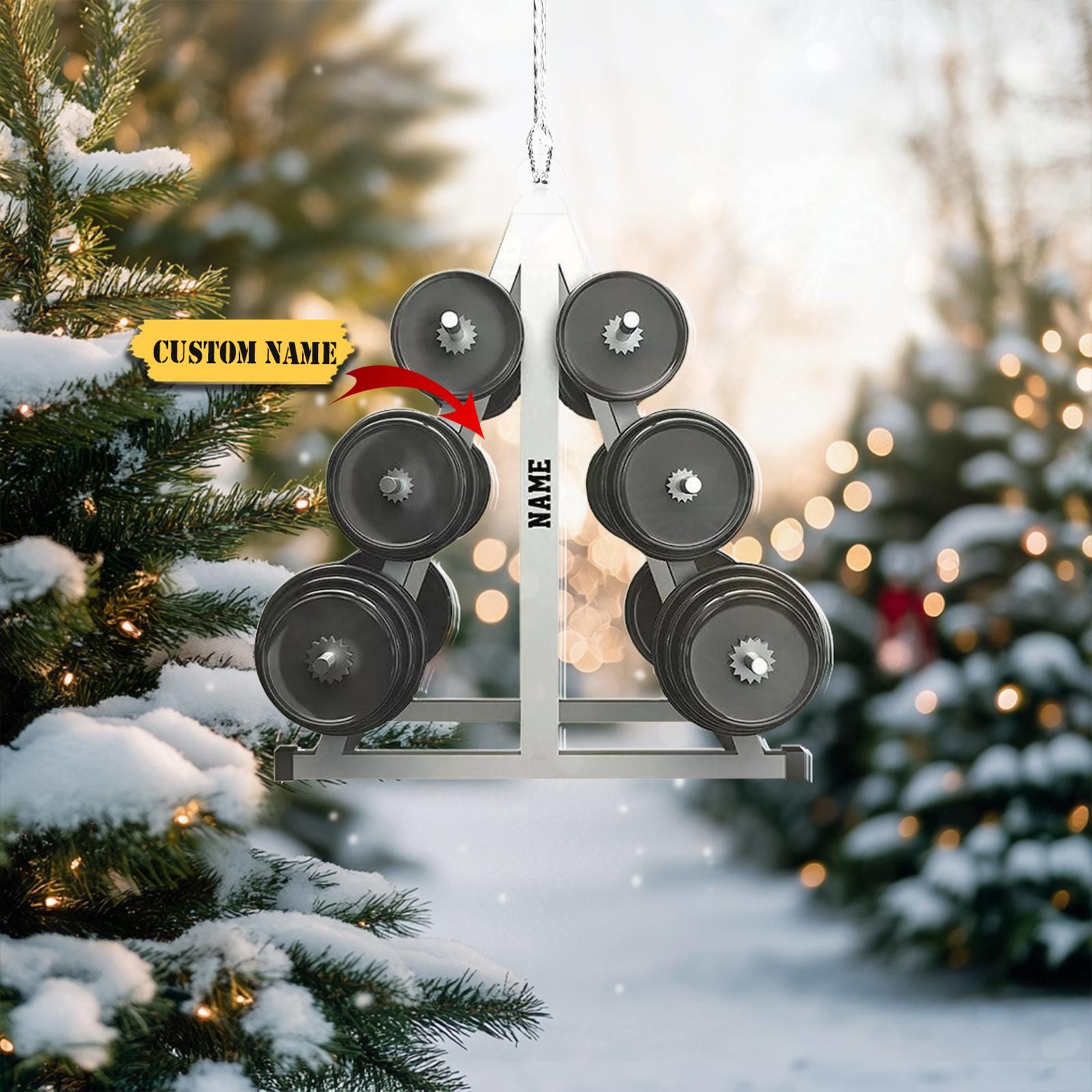Personalized Barbell Ornament 2D, Gym Christmas Ornament 2024, Fitness Workout Ornament, Gifts For Gym, Christmas HAOR0711