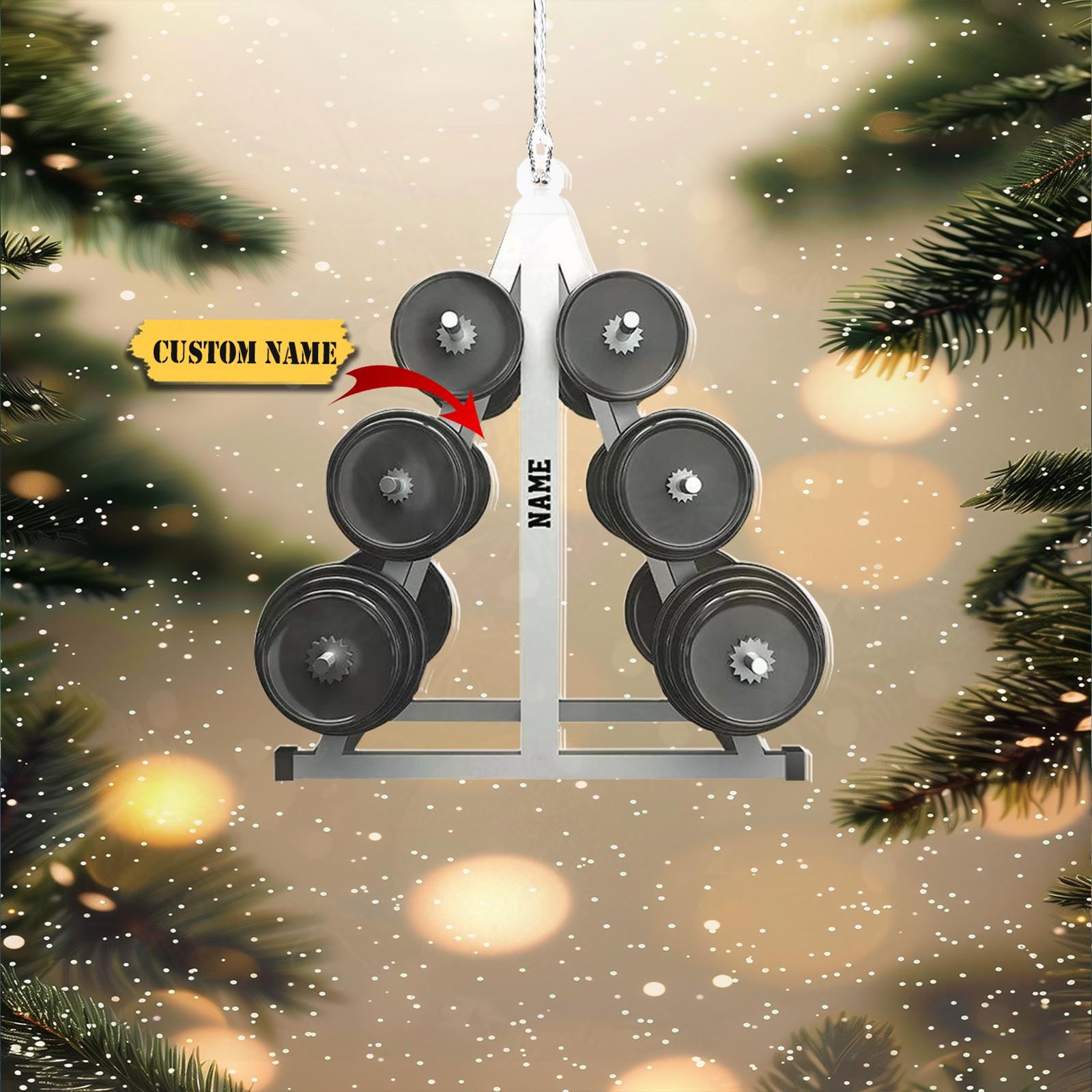 Personalized Barbell Ornament 2D, Gym Christmas Ornament 2024, Fitness Workout Ornament, Gifts For Gym, Christmas HAOR0711