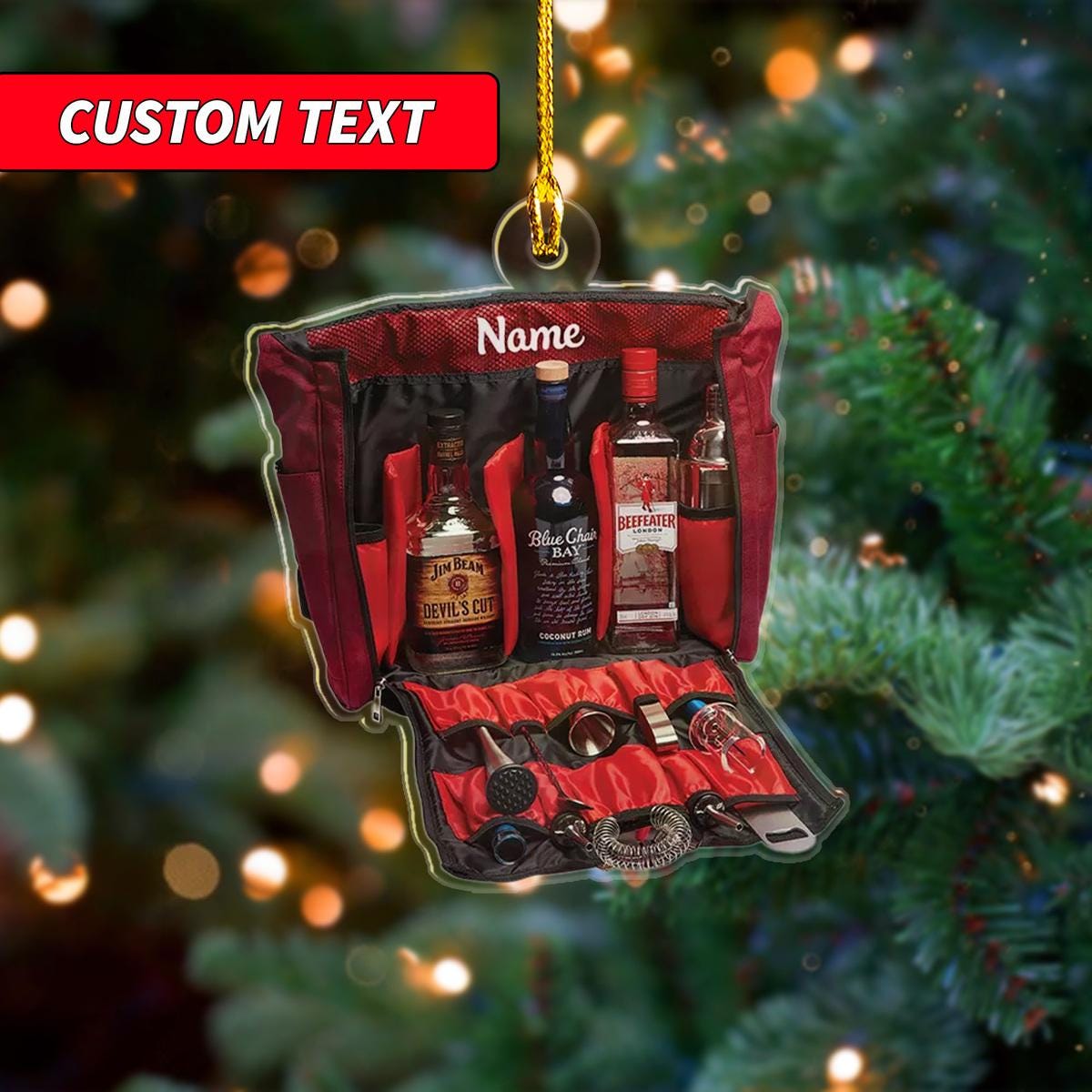 Personalized Bartender Ornament, Bartender Christmas Ornament, Holiday Scotch Glass Gift, Tennese Whiskey Ornament, Barmen Ornament ORNO5