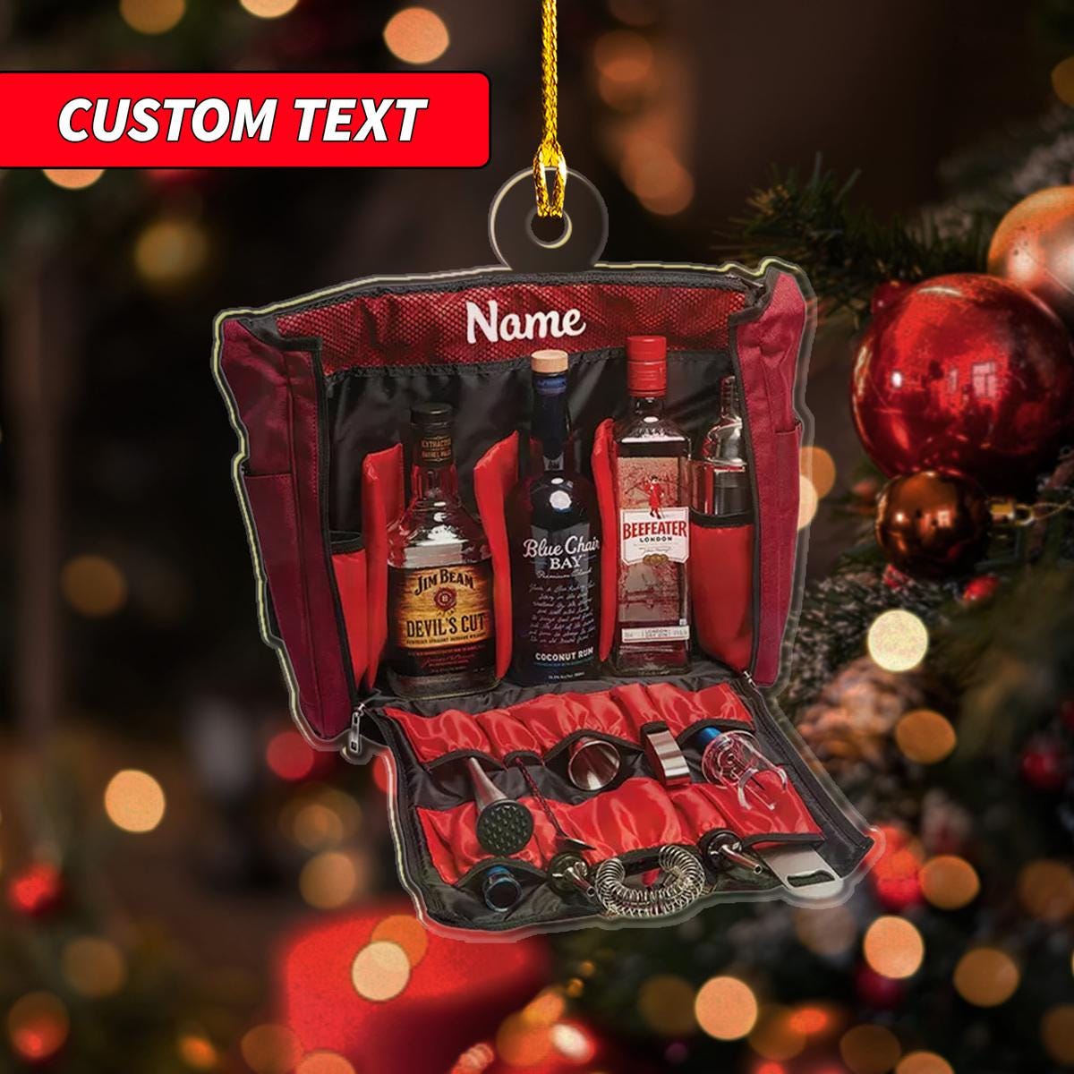 Personalized Bartender Ornament, Bartender Christmas Ornament, Holiday Scotch Glass Gift, Tennese Whiskey Ornament, Barmen Ornament ORNO5