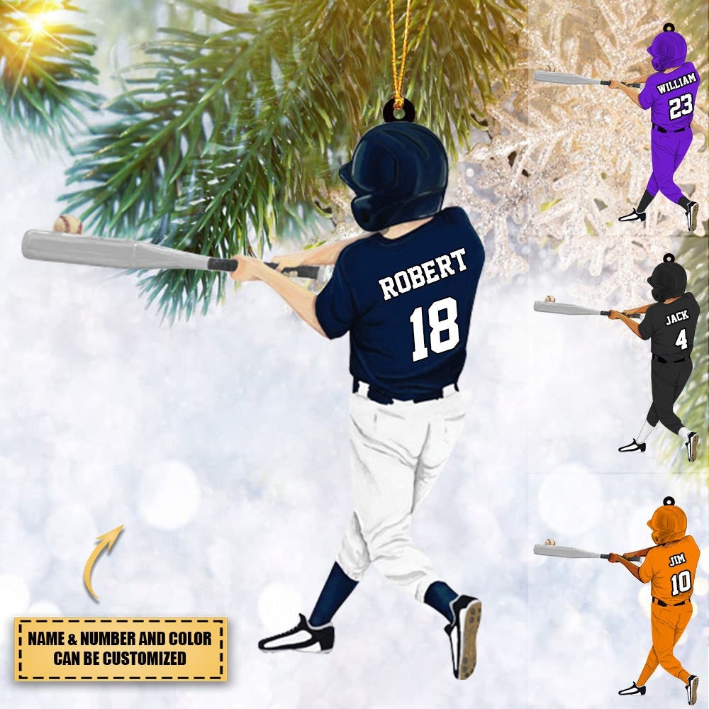 Personalized Baseball Boy Acrylic Christmas Ornament,  BaseBall Player Ornament, Baseball Keepsake, Baseball Christmas Ornament ORH1710N