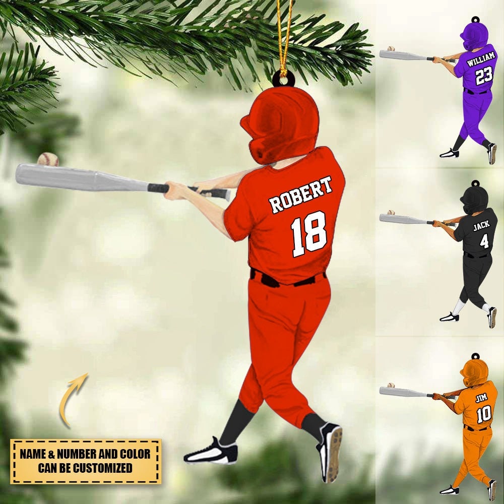 Personalized Baseball Boy Acrylic Christmas Ornament,  BaseBall Player Ornament, Baseball Keepsake, Baseball Christmas Ornament ORH1710N