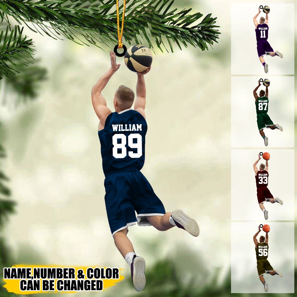 Personalized Basketball Christmas Ornament, Custom Name Number Basketball Players Ornament, Custom Acrylic Ornament, Basketball Keepsake ORH1710N