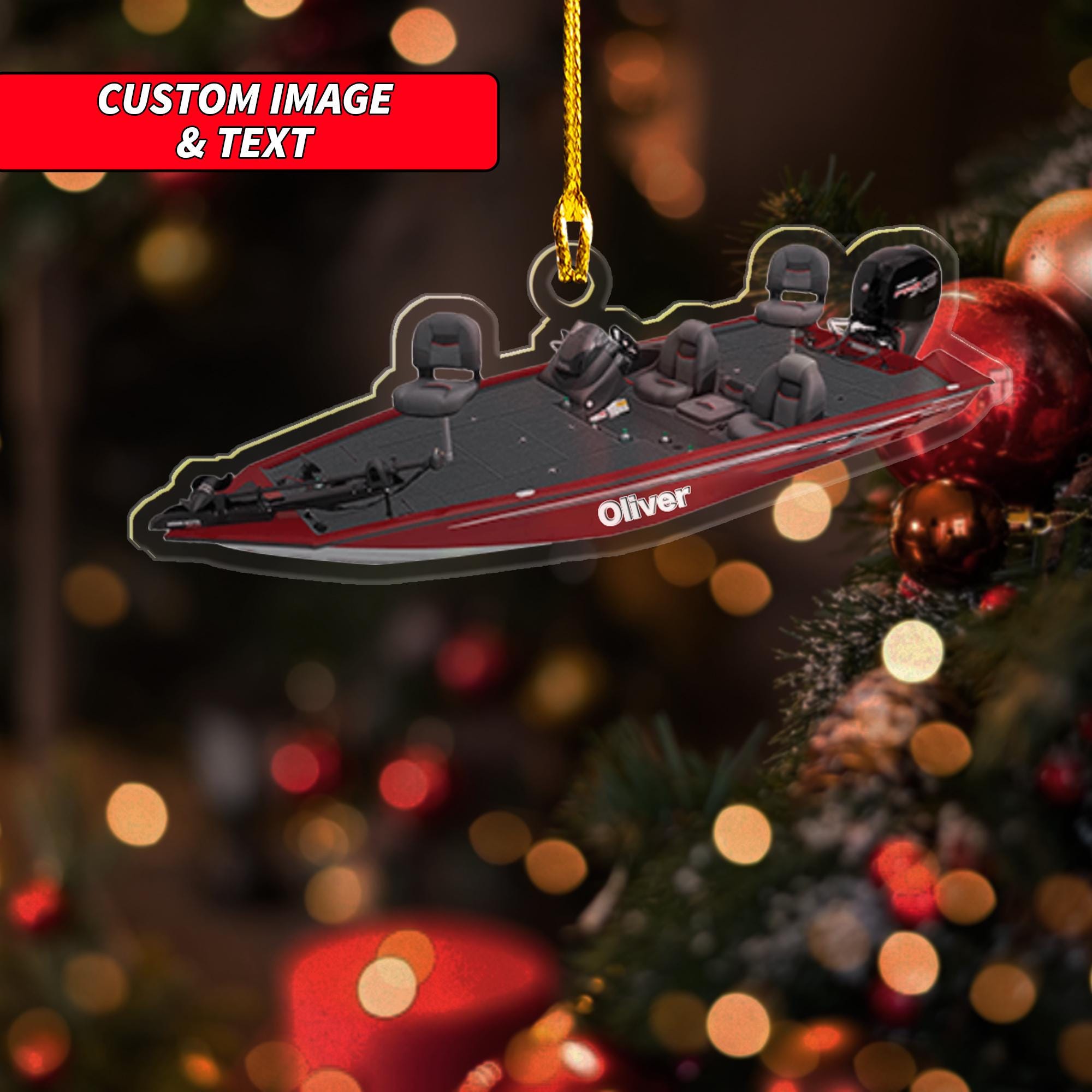 Personalized Bass Boat Christmas Ornament, 2D Flat Bass Boat Home Ornament, Custom Boats Ornament, Bass Boat Ornament, Sailor Ornament ORNO5