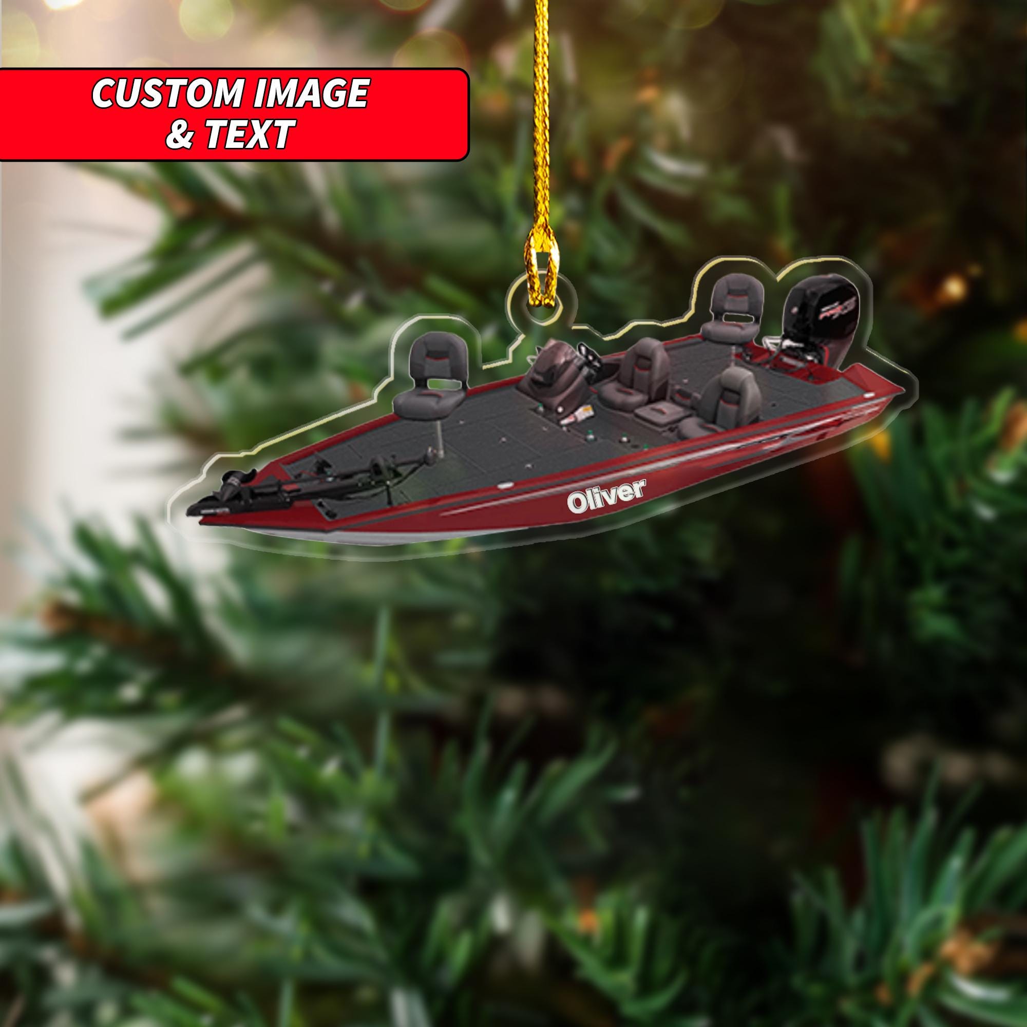 Personalized Bass Boat Christmas Ornament, 2D Flat Bass Boat Home Ornament, Custom Boats Ornament, Bass Boat Ornament, Sailor Ornament ORNO5